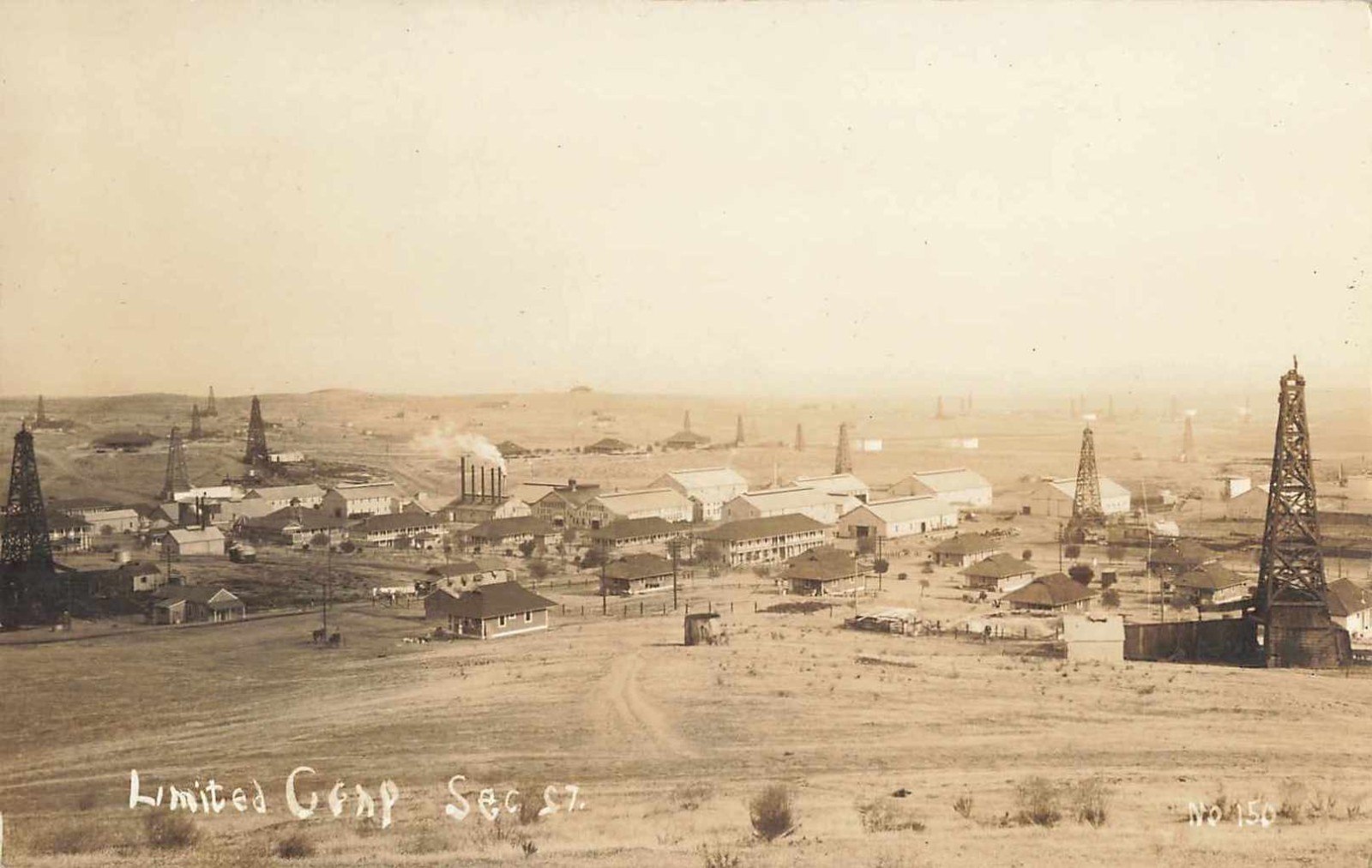 1920s RPPC California Oil Field Ltd Corp Sec 27 Derricks Real Photo Postcard