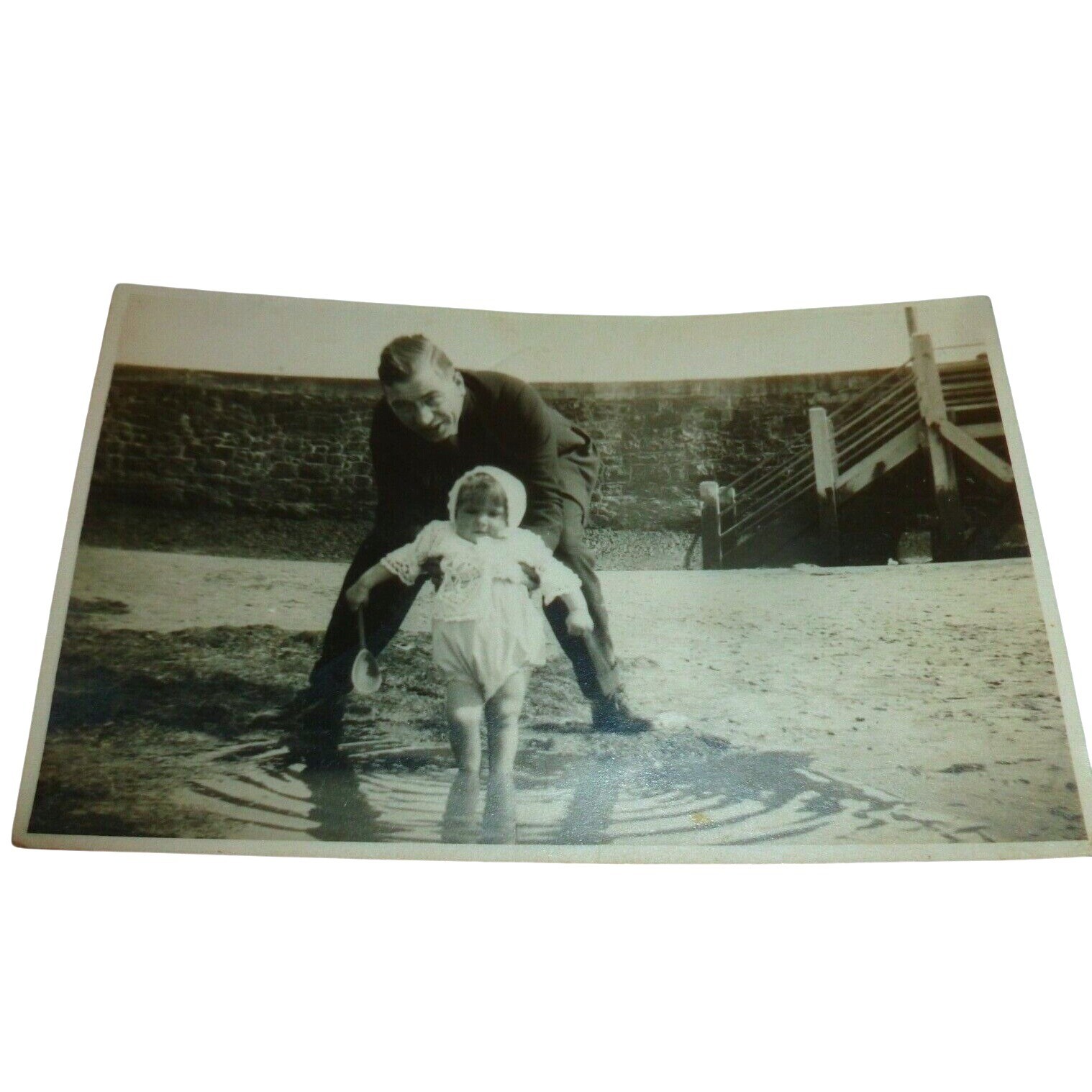 Vintage 1926 RPPC Postcard Audreys First Puddle Beach Scene Sepia Photo K Ltd