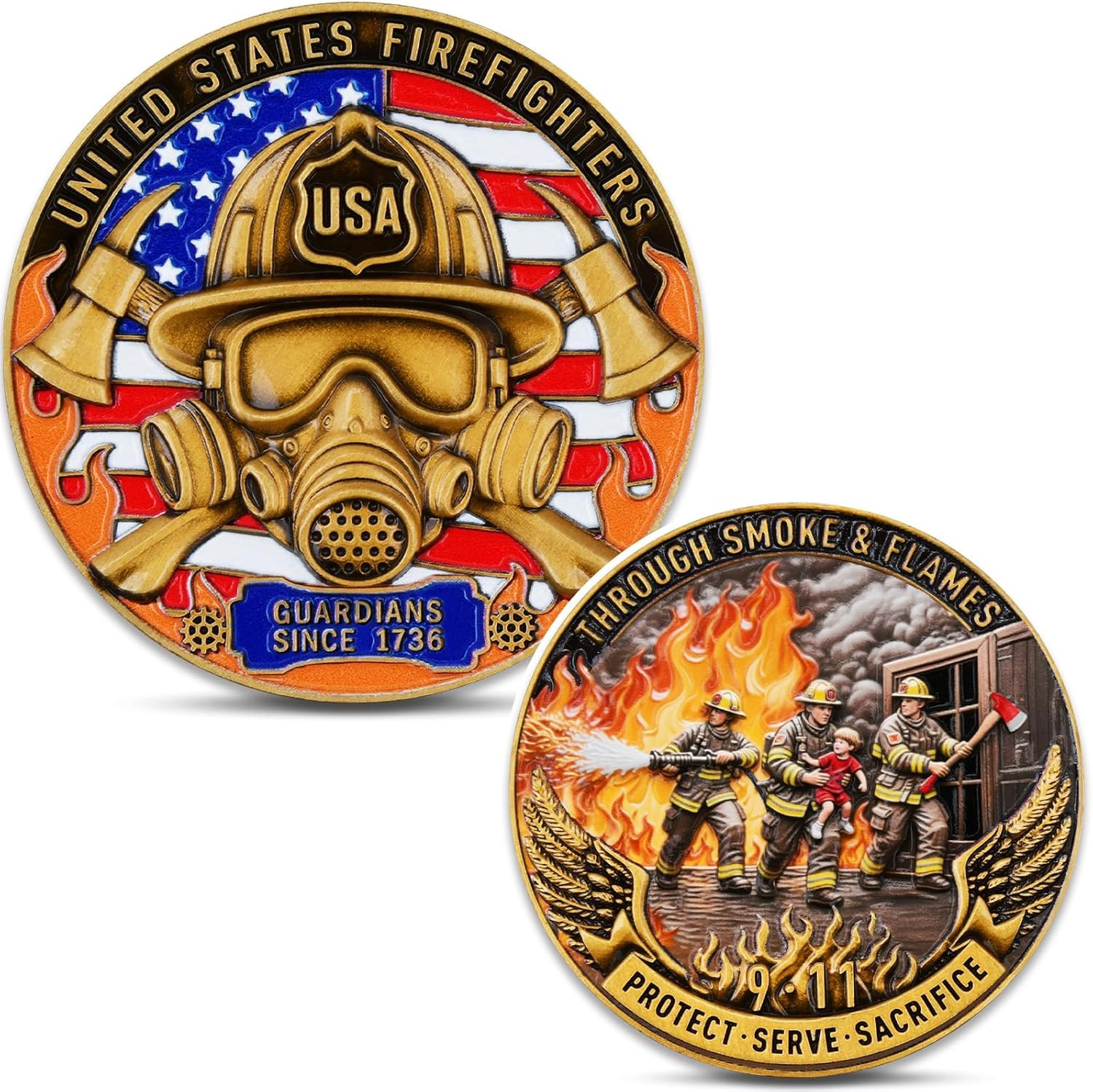 Firefighter Heroism Challenge Coin – Commemorative Medallion Honoring Courage...