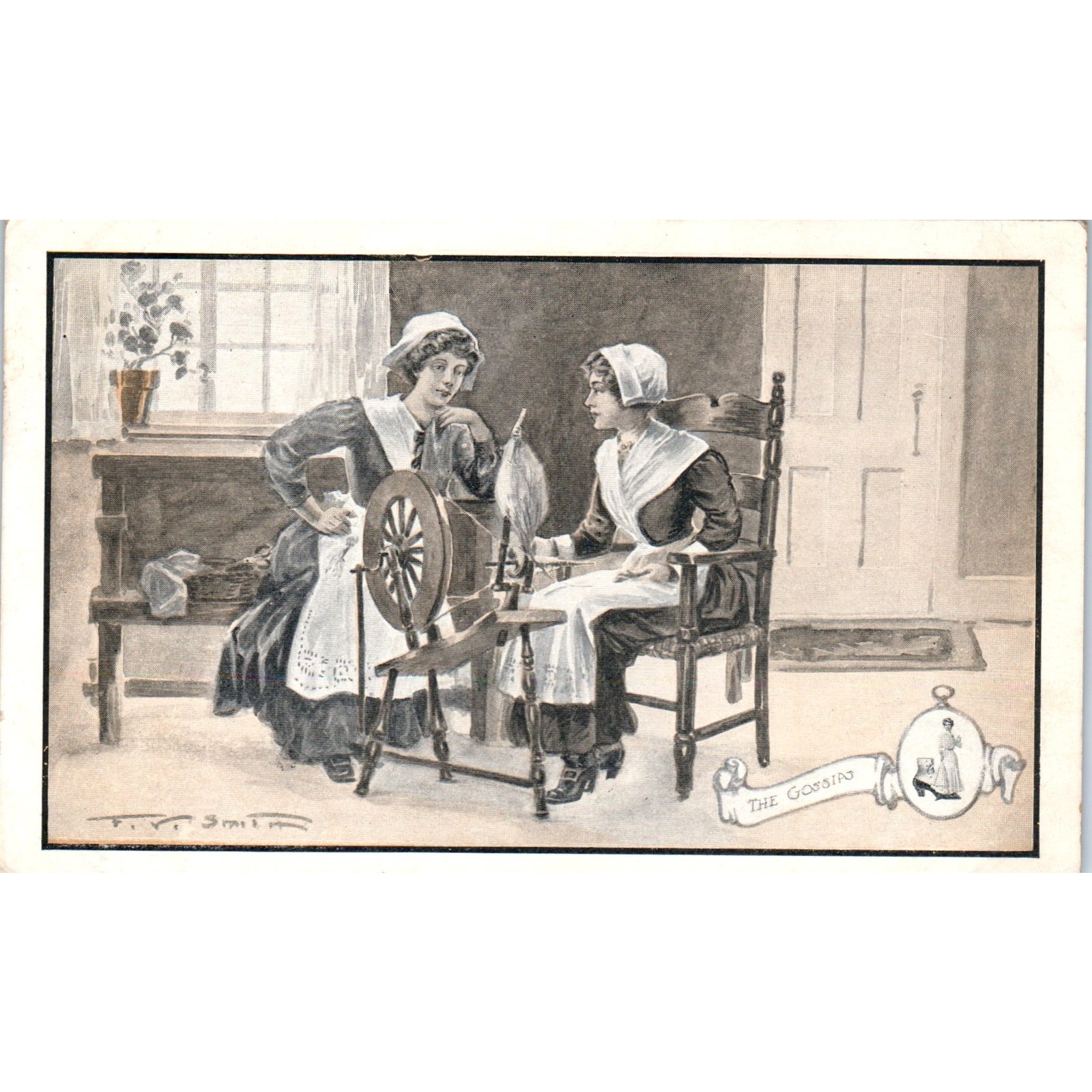 Walk-Over Shoes 1911 The Gossips Pilgrims Advertising Postcard P2-9