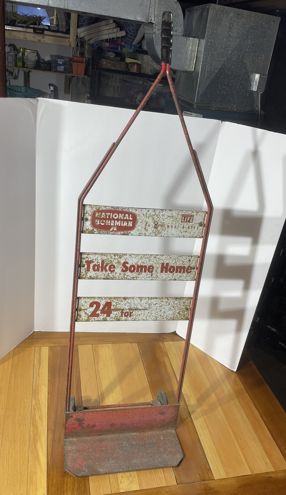 Vintage National Bohemian Liquor Store Beer Cart Hand Truck “Natty Boh” Patina