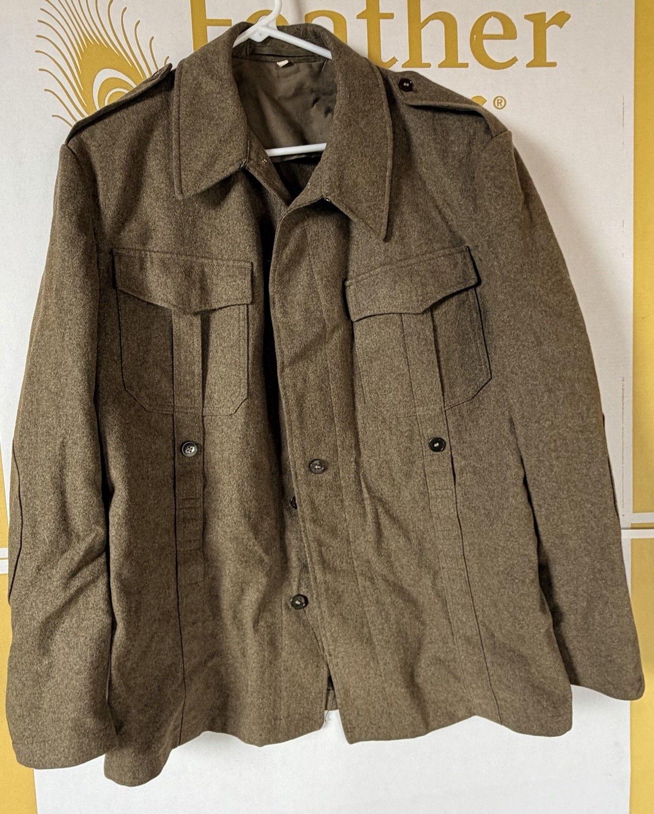 Vintage West German Wool Field Jacket Tunic Coat Bundeswehr Filzlaus Size 14 M/L