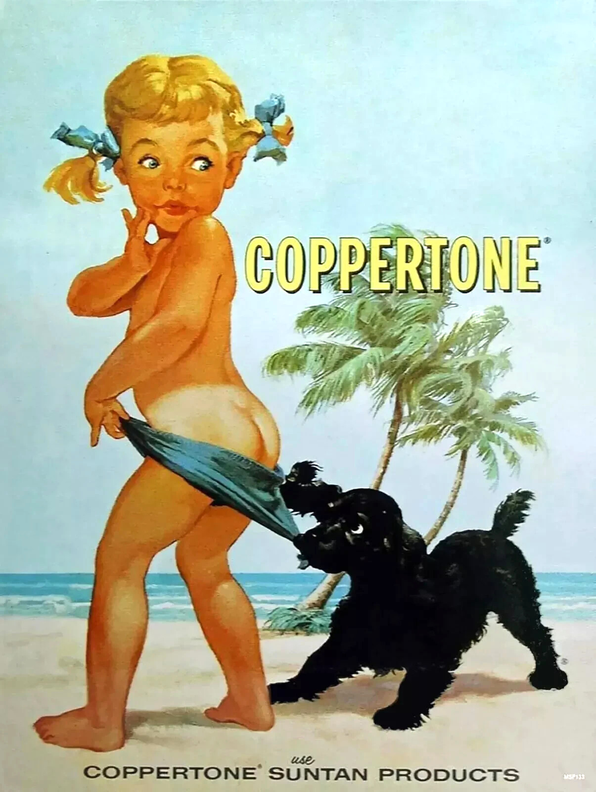 Vintage Coppertone Sun Lotion Ad Reproduction Framing Print Advertising 17x12