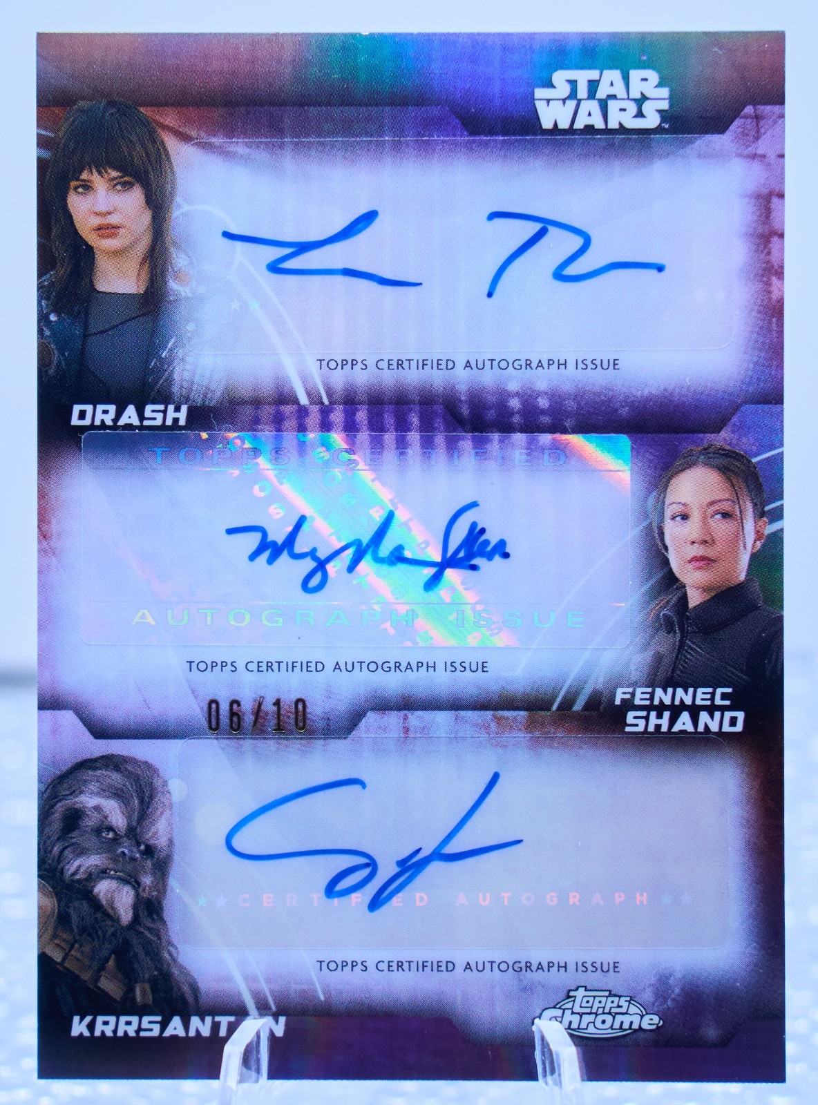 Topps 2025 Star Wars Chrome Triple Auto Fennec Shand / Krrsantan / Drash— 06/10