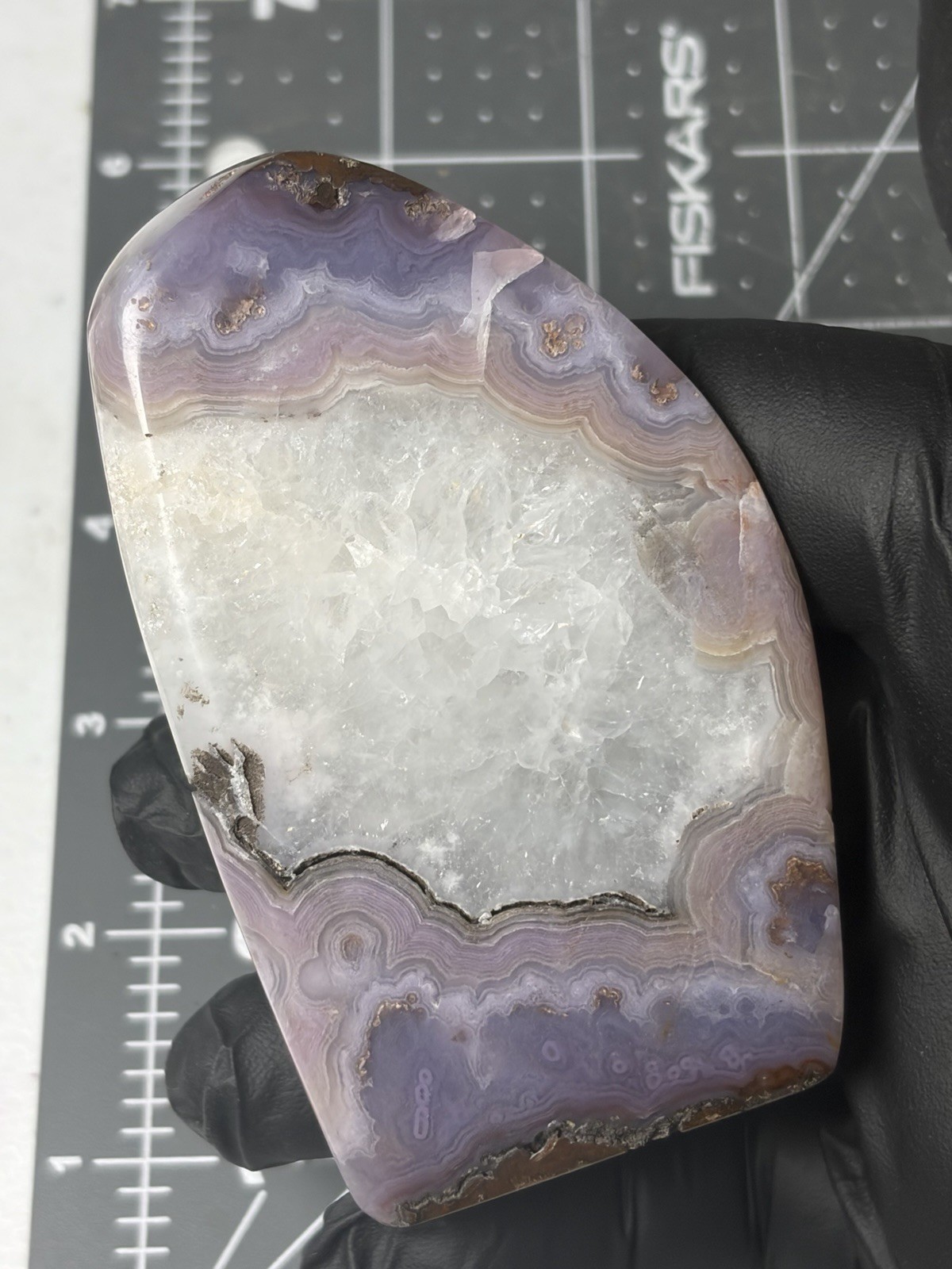 Rare Royal Aztec Lace Agate Free Form Quartz Purple Banding Handmade