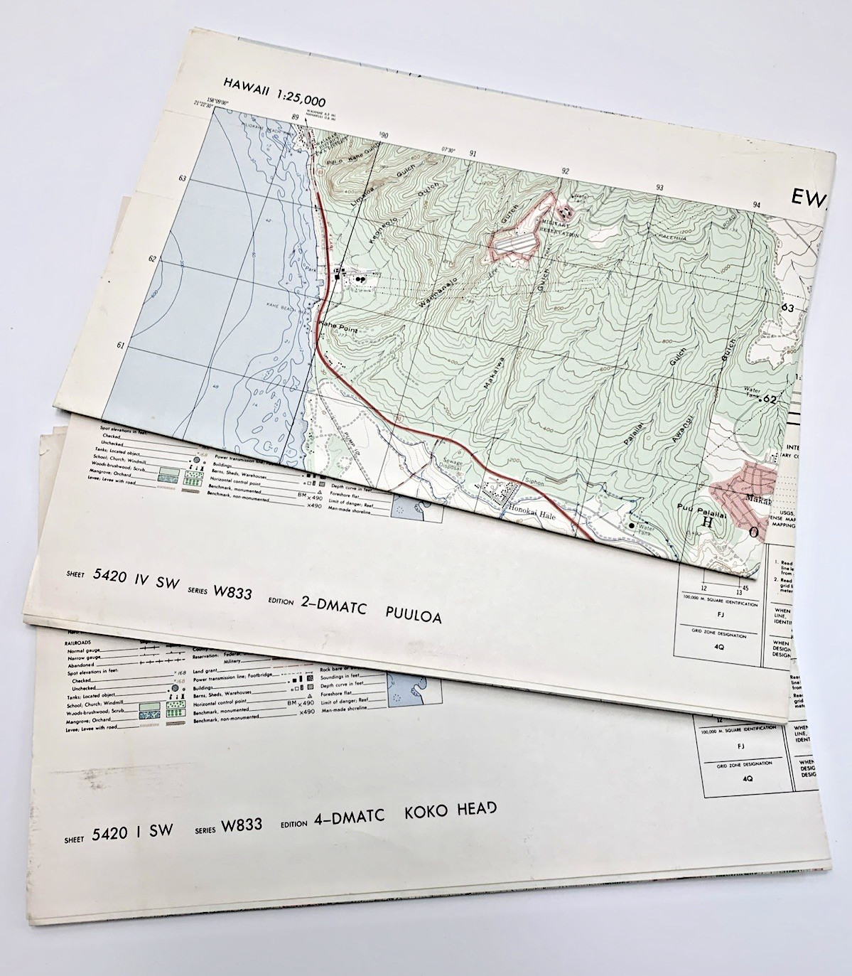 USN Sectional Flight Charts Aeronautical Pilot Map Hawaii 1968 Vietnam Era