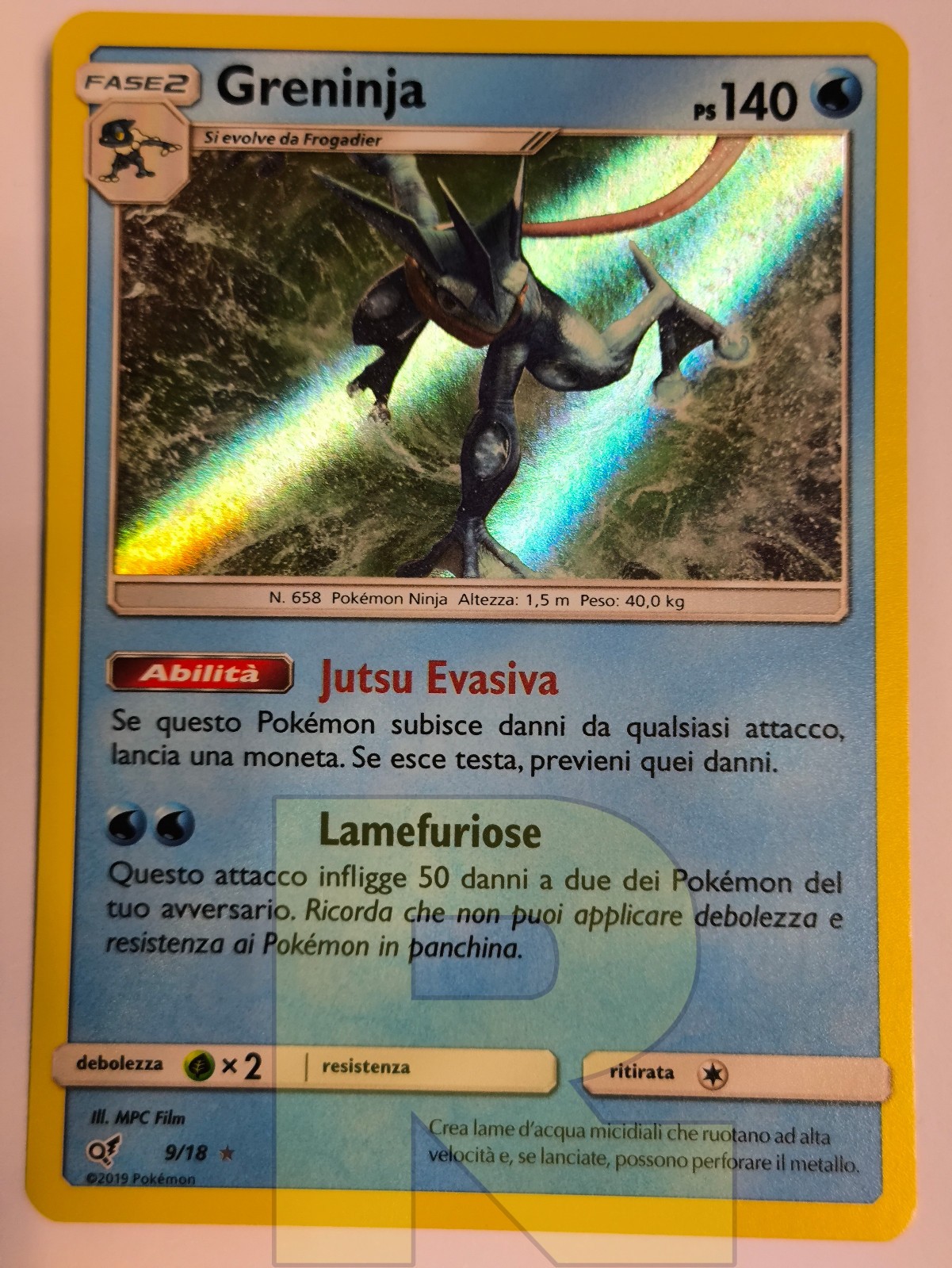 Greninja ® Detective Pikachu 9/18 ® Rare Holo Foil ® Pokemon ® Italiano ® EX