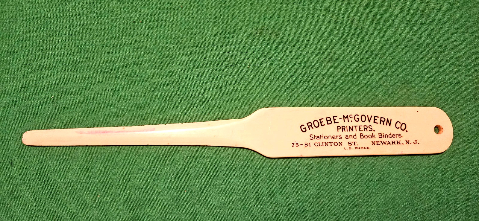 Rare 1905-1915 Celluloid Groebe McGovern Printers Co Newark New Jersey Opener