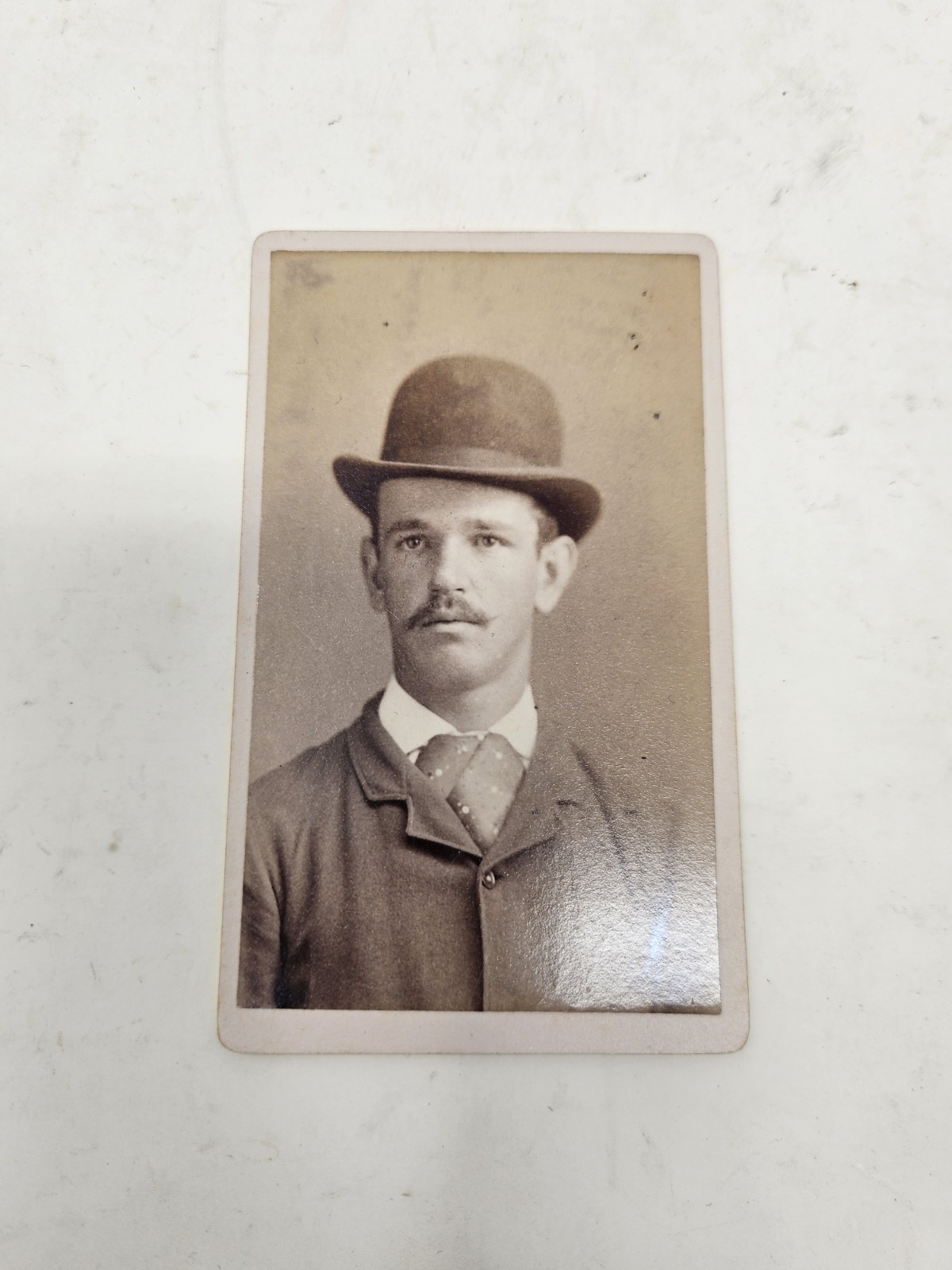 Antique 19th Century CDV Photo Card – Handsome Man With Bowler Hat