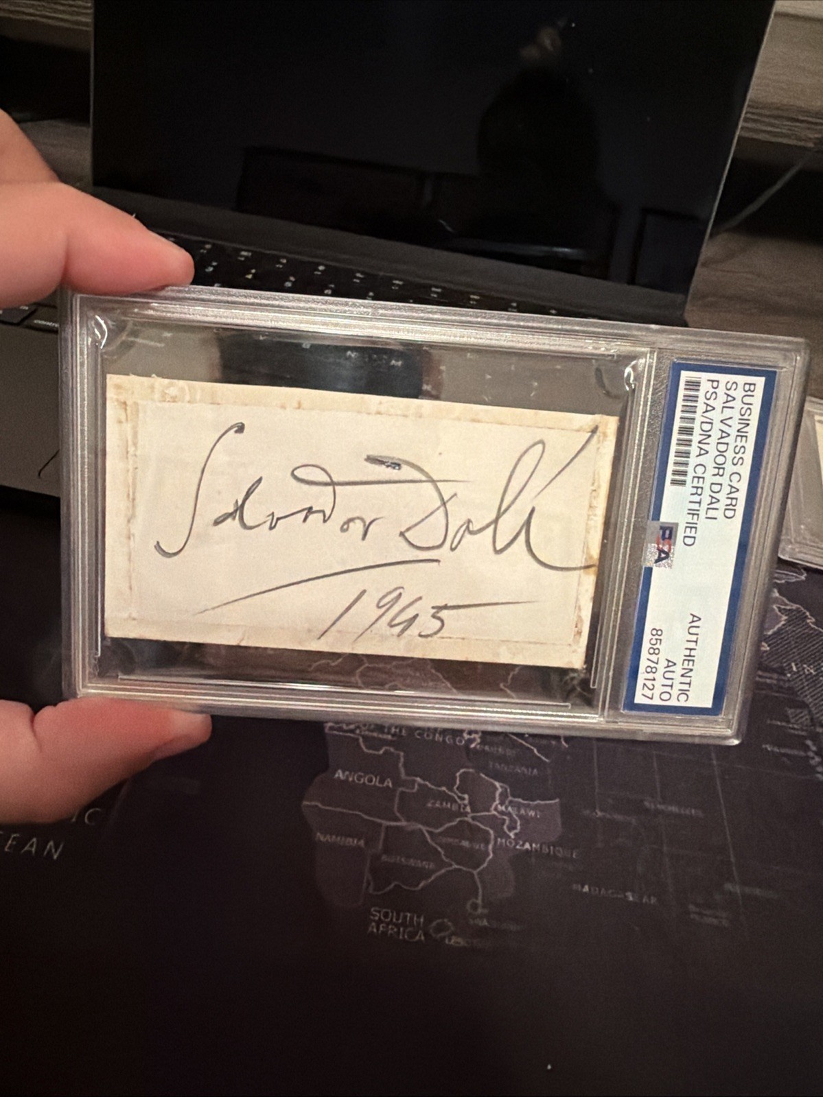 Salvador Dali Signed Index Card Bold Full Rare Autograph 1945 Psa Authentic Slab