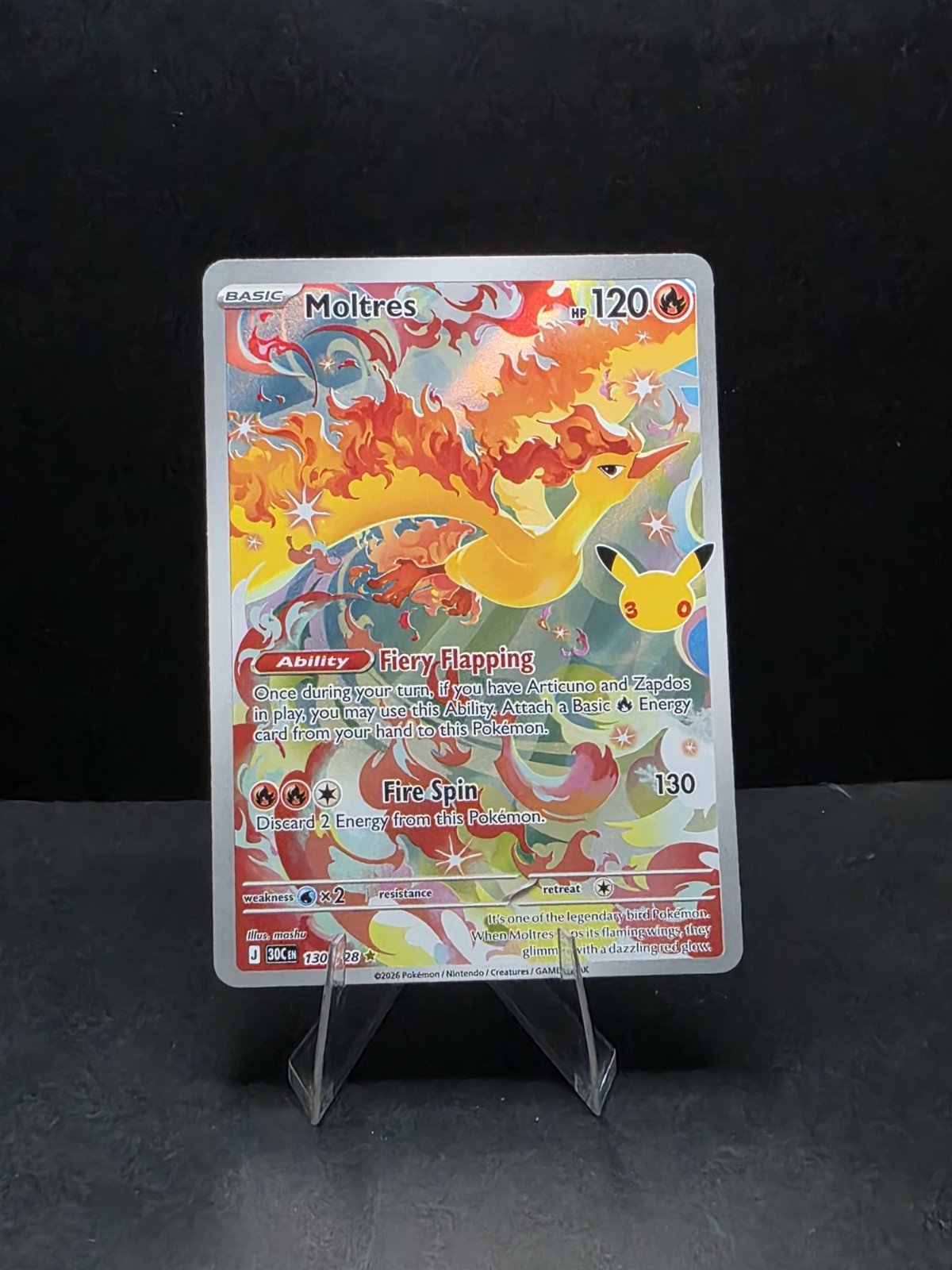 Moltres 130/128 : Illustration Rare - Pokemon 30th Celebration (30C) / NM Moltres 130/128 : Illustration Rare - Pokemon 30th Celebration (30C) / NM