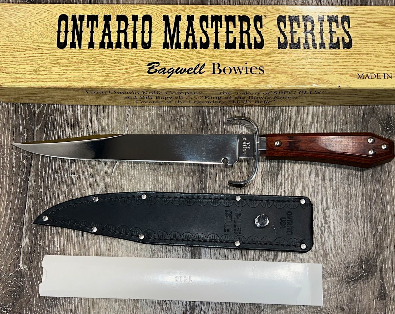 Rare Ontario Masters Series Bill Bagwell HELL\'S BELLE Bowie Knife - Mint Box Set