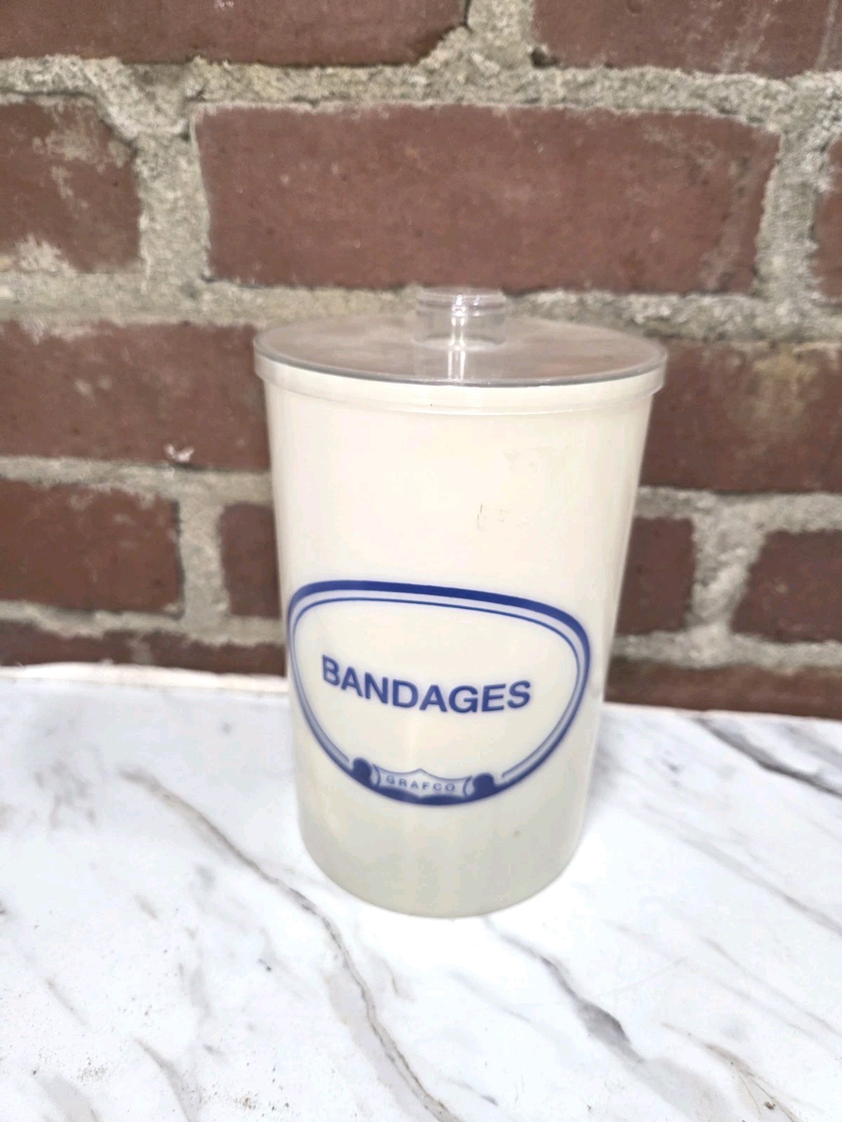 Vintage Grafco Plastic Medical Apothecary Jar Bandages Doctor Office 