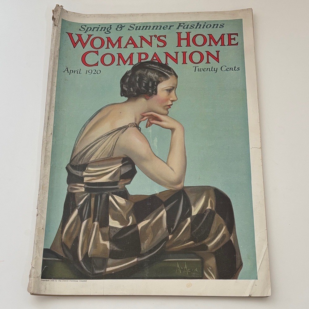 Vintage 1920 Womans Home Companion Ephemera Magazine Art Journal Paper Movie