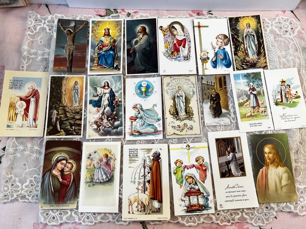 Vintage Holy Cards 1930s-1970s New Never Used France Belgium Lot of 20 H-20