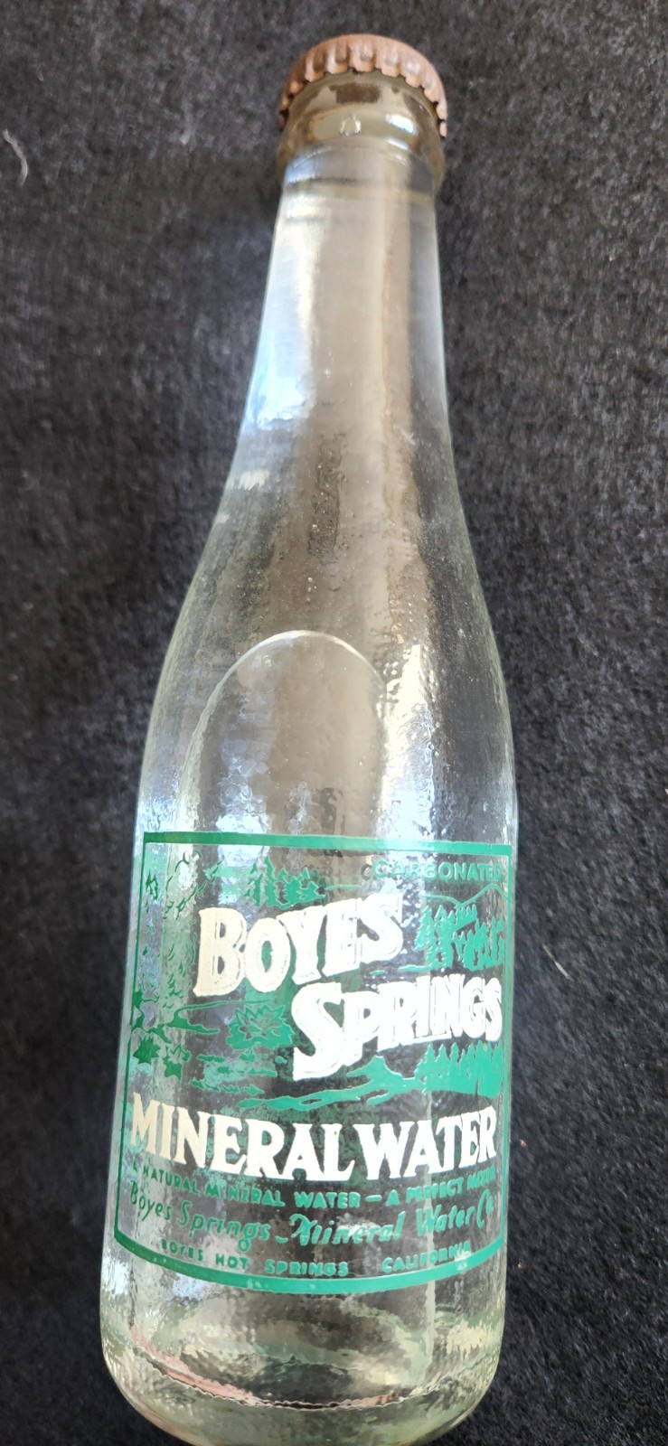 vintage 1950's Boyes Hot Springs Mineral Water bottle-unopened