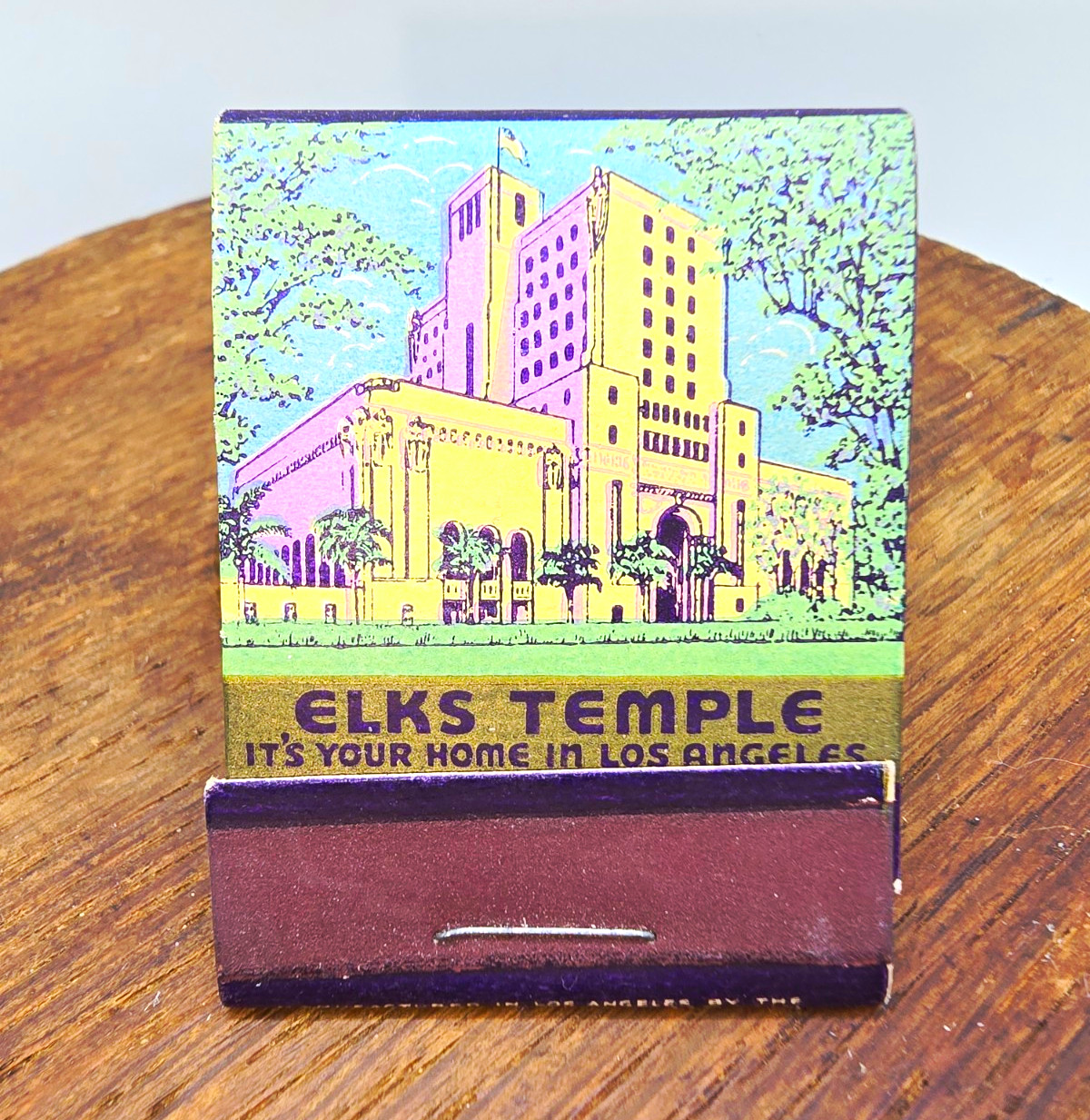 Matchbook Elks Temple B.P.O.E. Los Angeles CA  Vtg Crown Match Co Advertising 