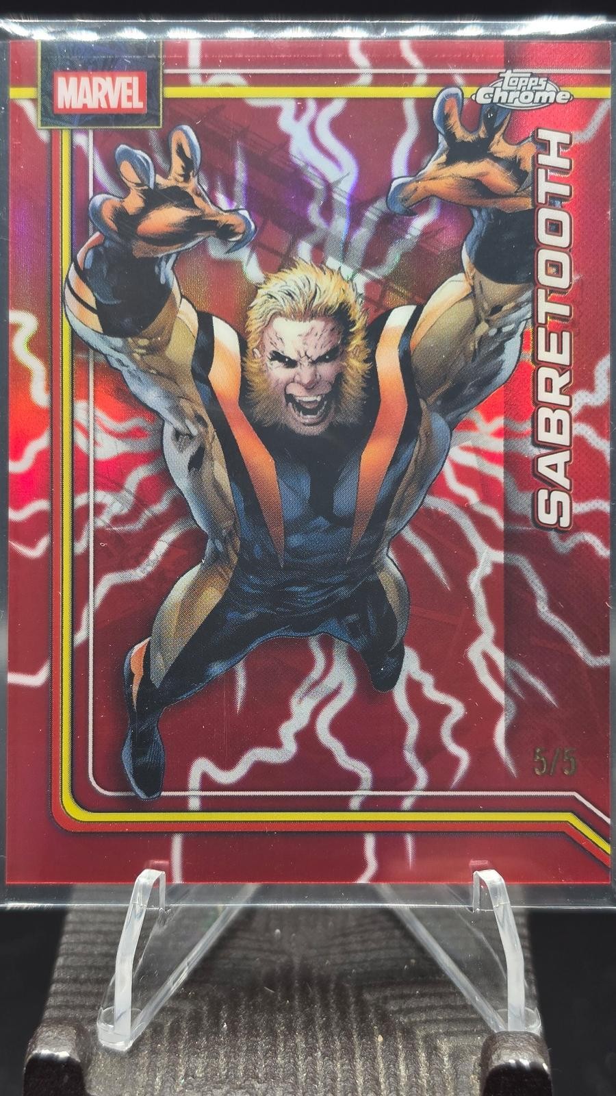 2026 Topps Chrome Marvel #144 Sabretooth Red Refractor 5/5 BOOKEND