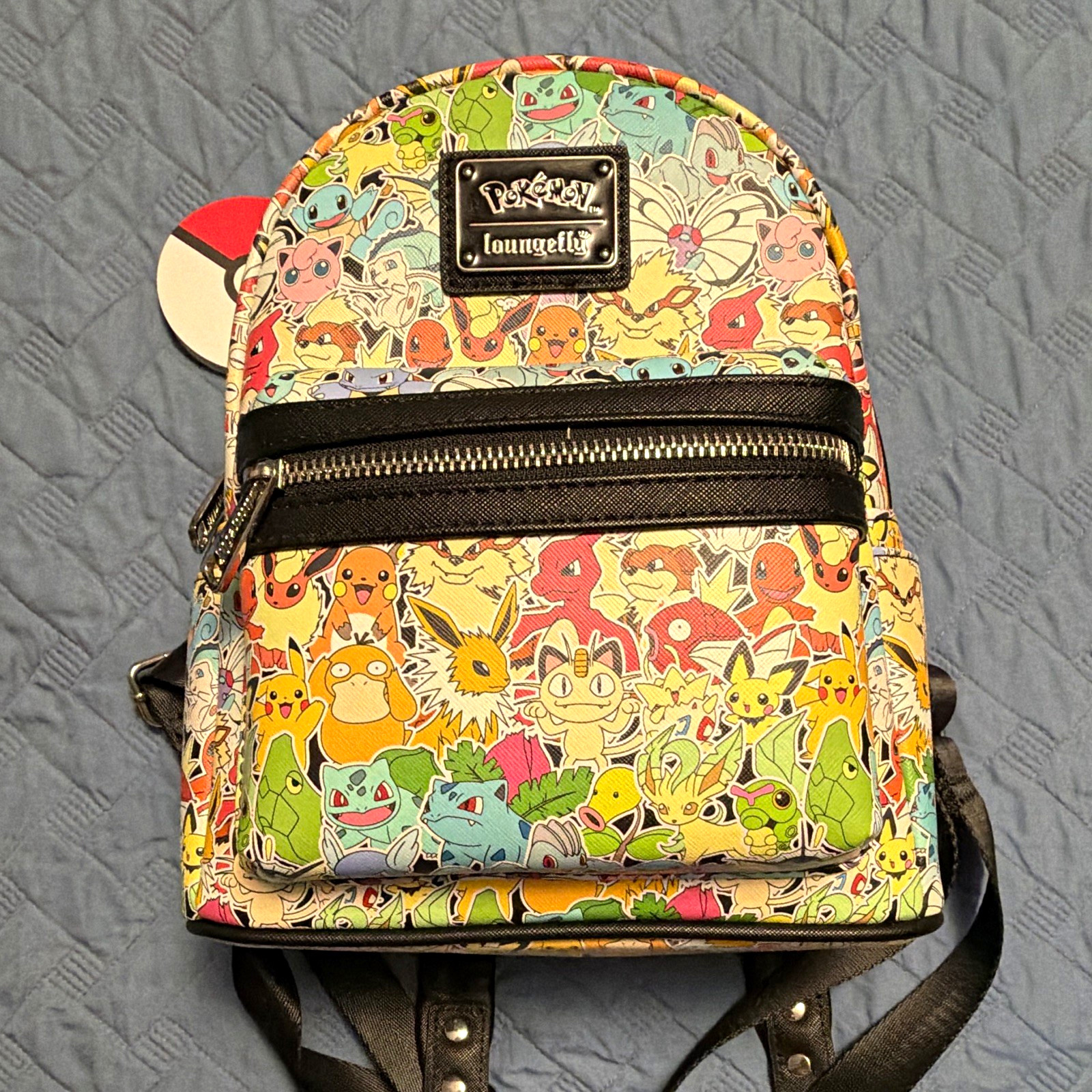 Loungefly Pokémon Mini Backpack Adjustable Multicolor Character Print Black
