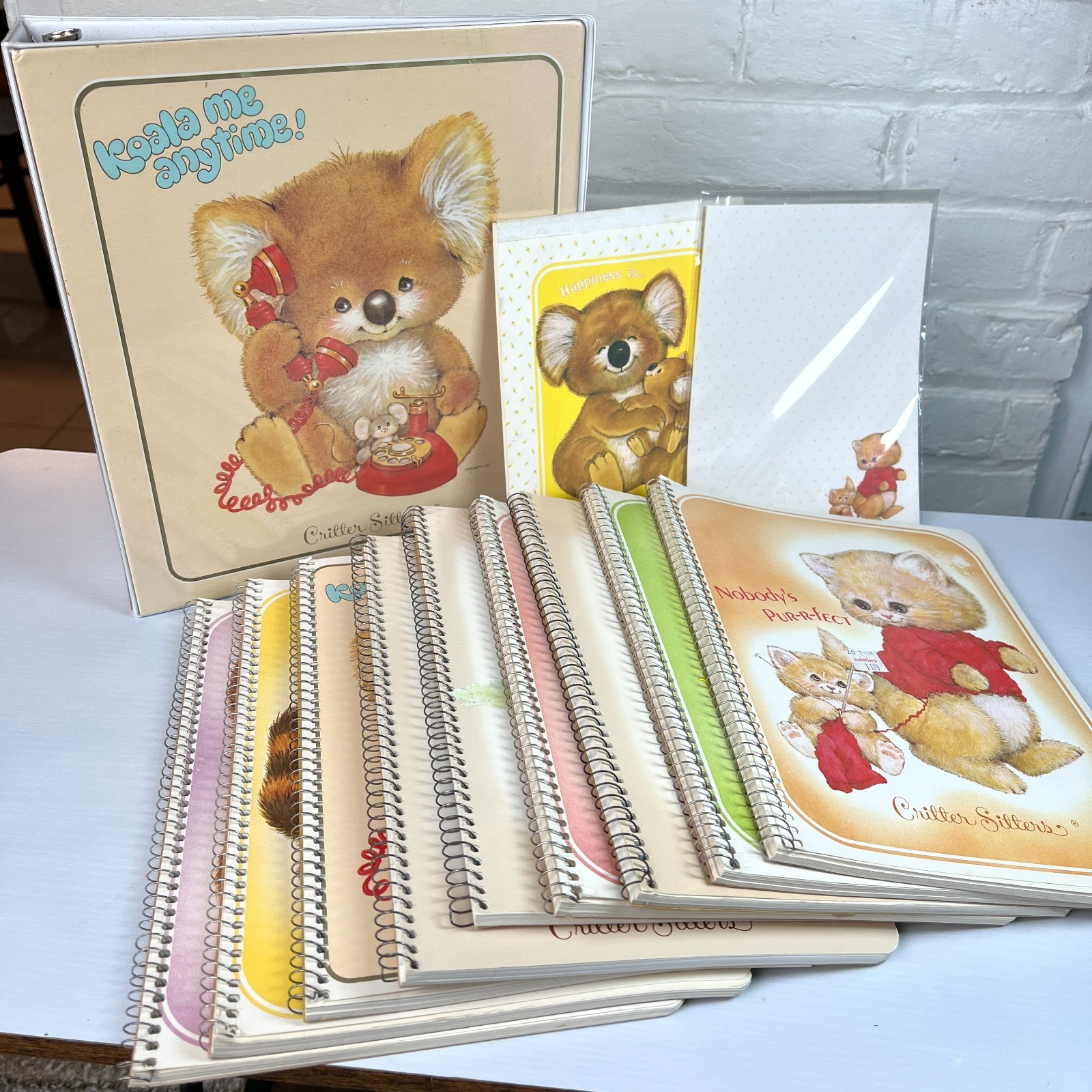 Vintage 1980s Critter Sitters Morgan Inc Notebook Stationery Lot Koala Raccoon