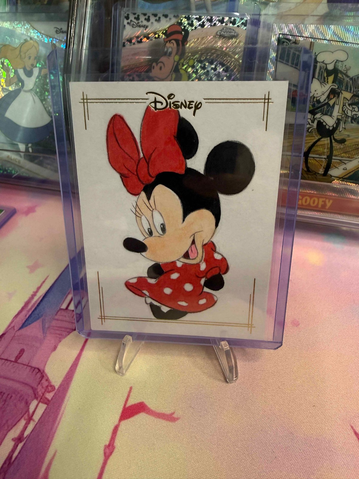 2026 Topps Chrome Disney Minnie Mouse GOLD Background Sketch 1/1 