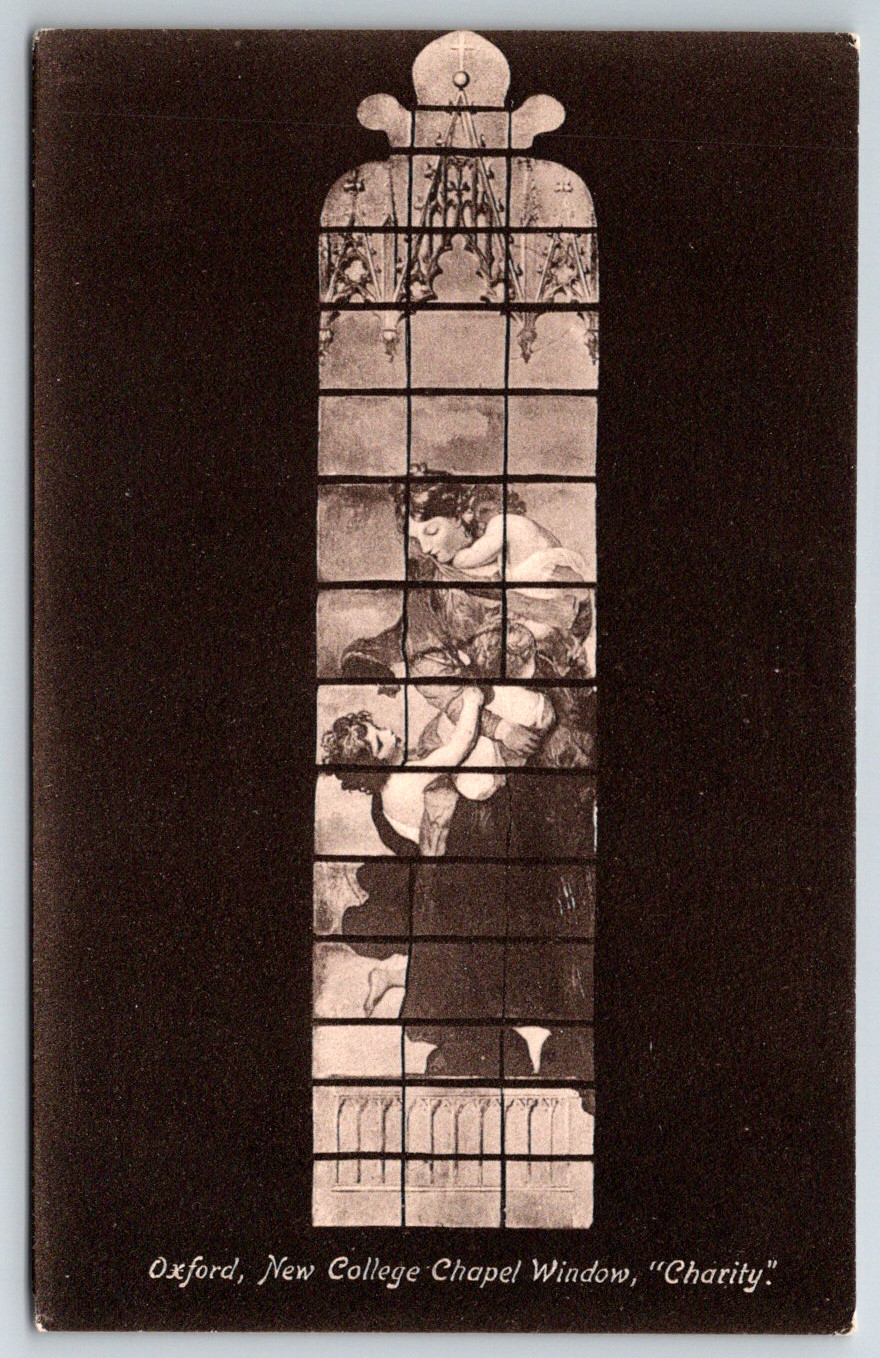 c1910s Oxford New College Chapel Window Charity Art Frith Antique Postcard