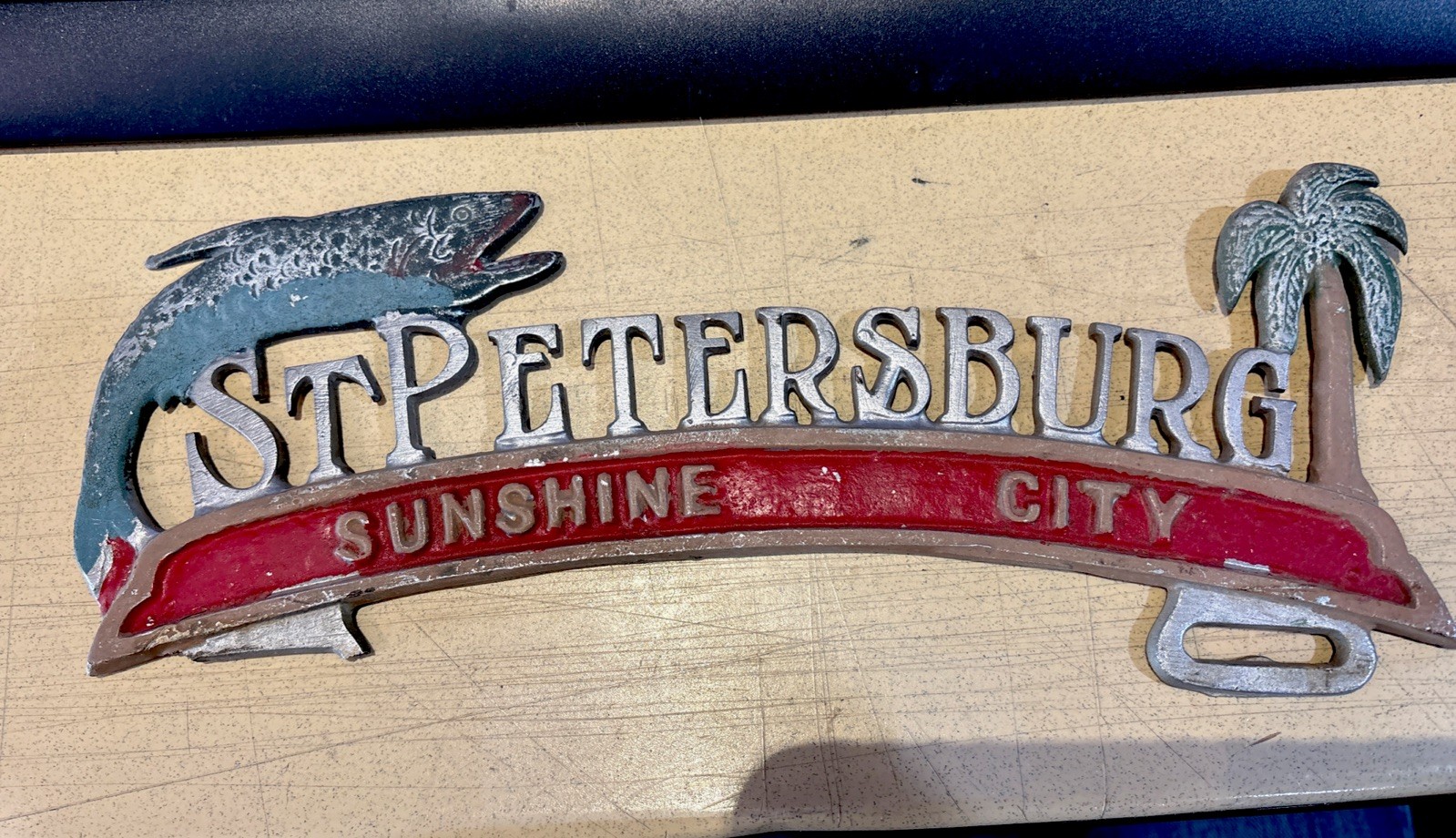 Vintage 40\'s 50\'s St Petersburg Florida License Plate Topper Sunshine City