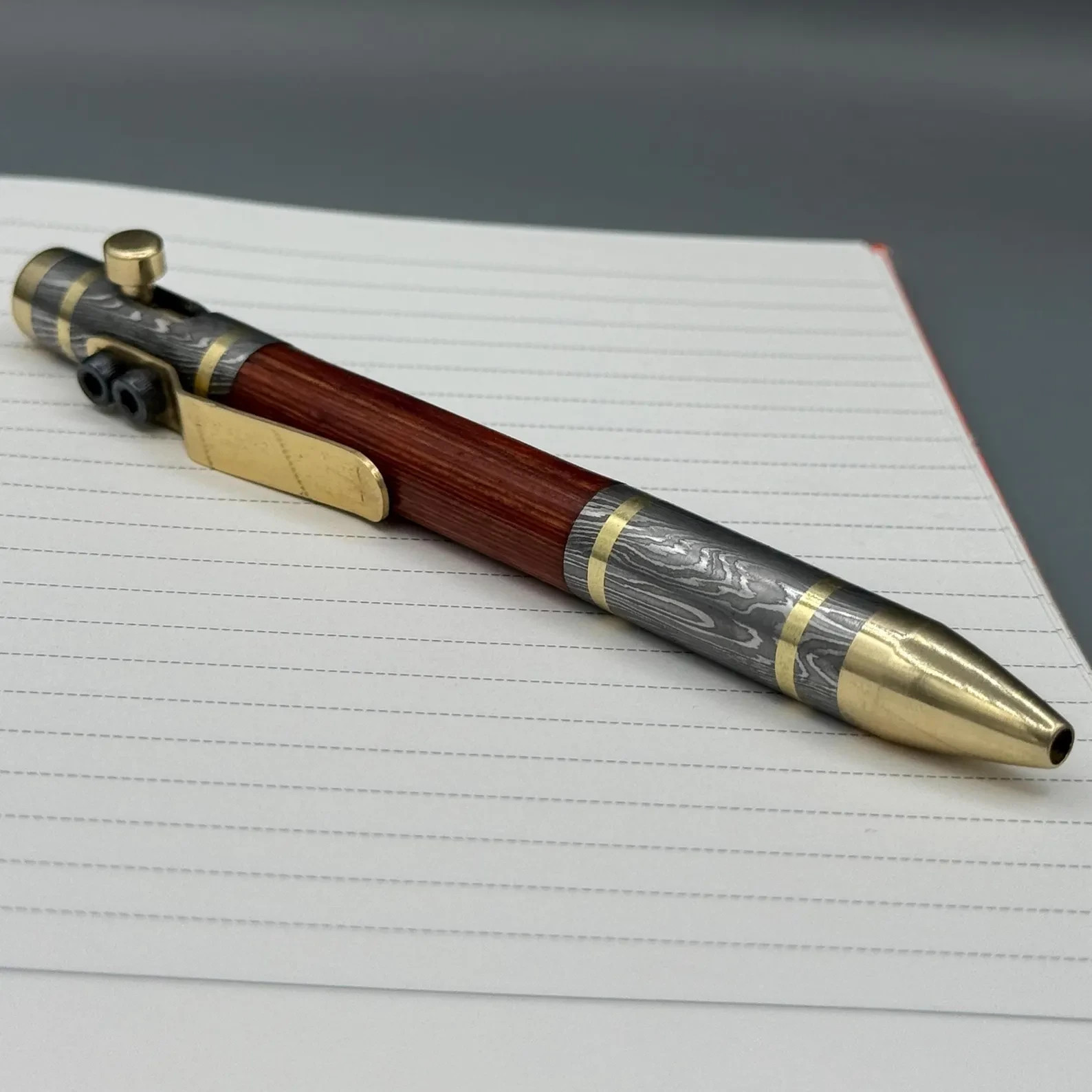 Luxury Handmade Damascus Steel ballpoint pen, Damascus Pen With Wooden Box