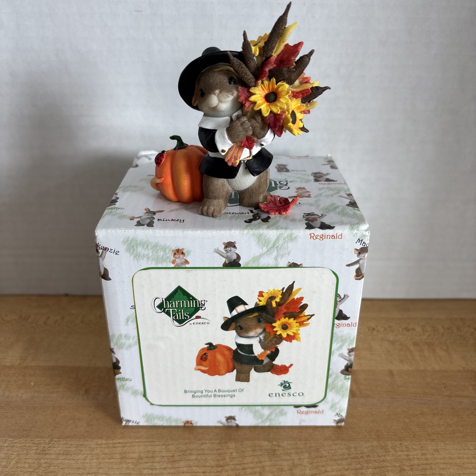 Charming Tails Bouquet Of Bountiful Blessings Pilgrim Pumpkin Sunflowers 3 Inch