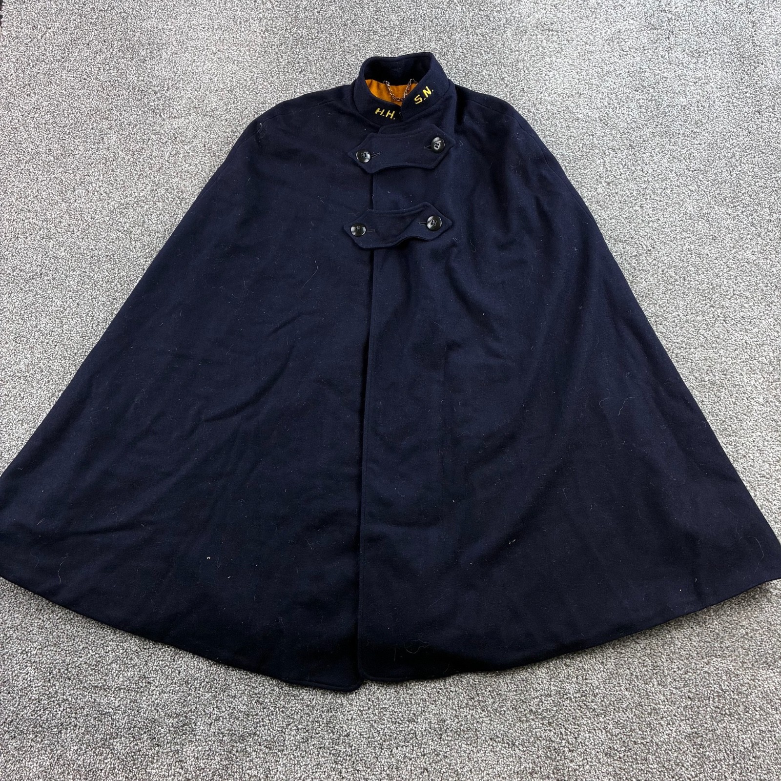 Vintage Nurses Cape Cloak 40’s WWII Wool Navy Orange Standard Apparel Company