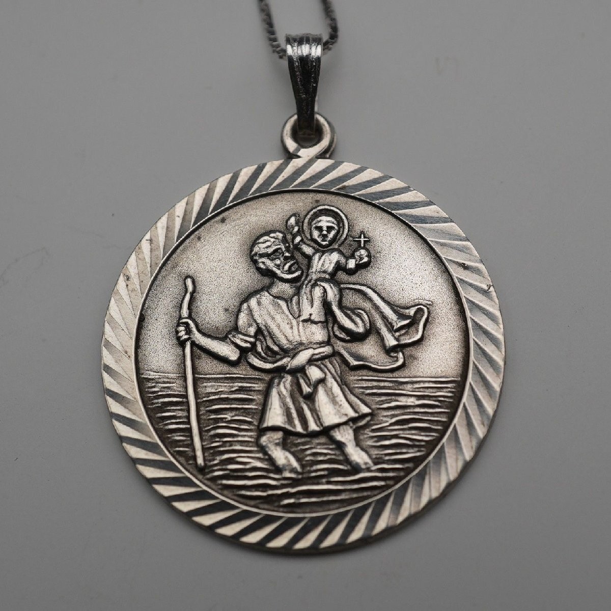 Vintage St. Christopher Sterling Silver Medal Pendant, Religious Jewelry