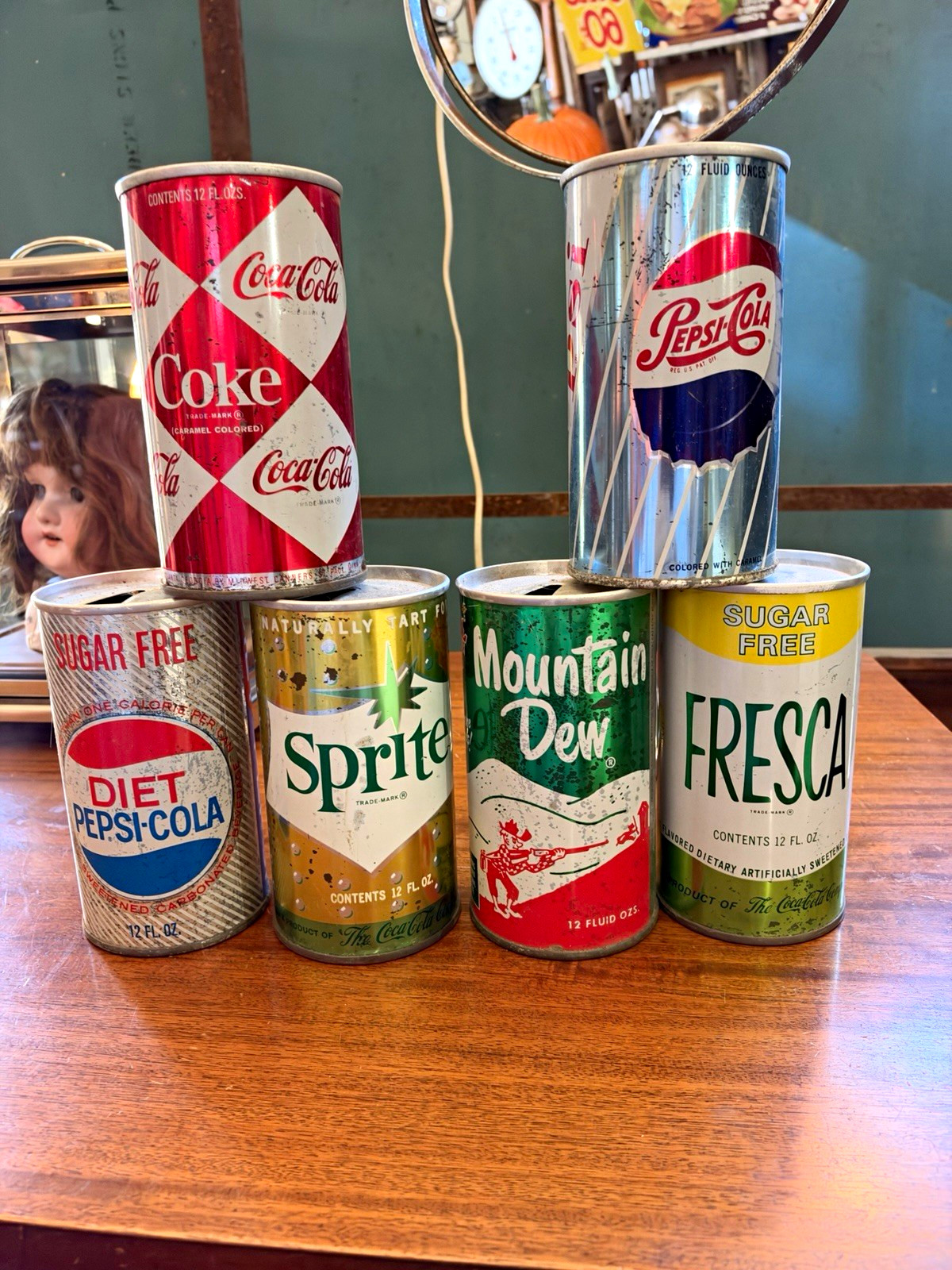 1960\'s Coca-Cola Pepsi Sprite Mountain Dew Fresca Diet Pepsi-Cola 12 fl oz Lot