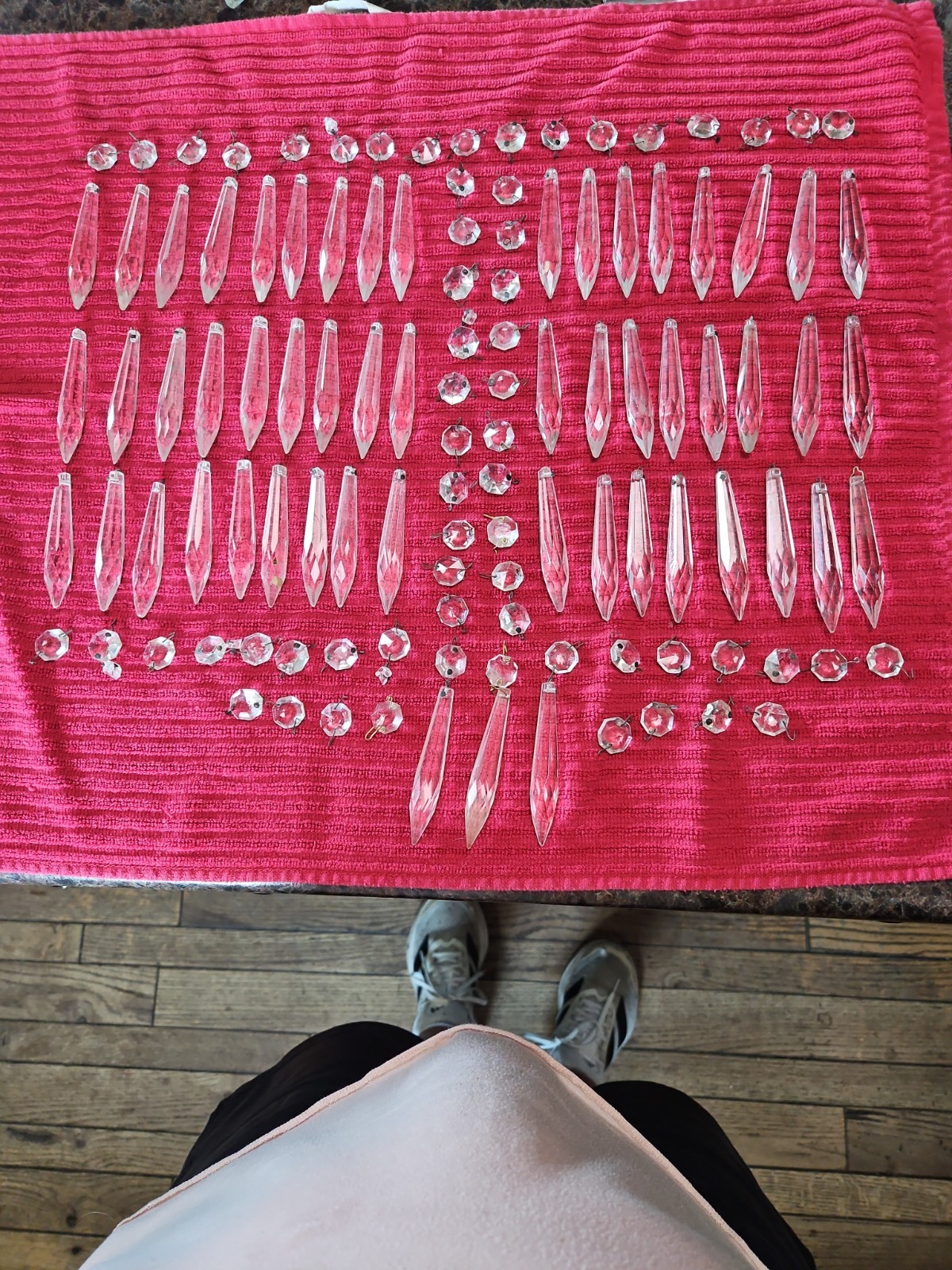 Lot of 51 Clear Chandelier Crystal 3” Inch Spears And 62 Beads All With Wires