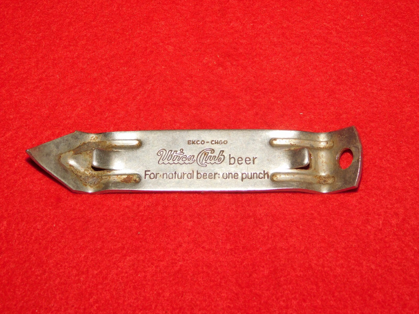 VINTAGE KITCHEN UTICA CLUB BEER METAL CAN &  BOTTLE OPENER