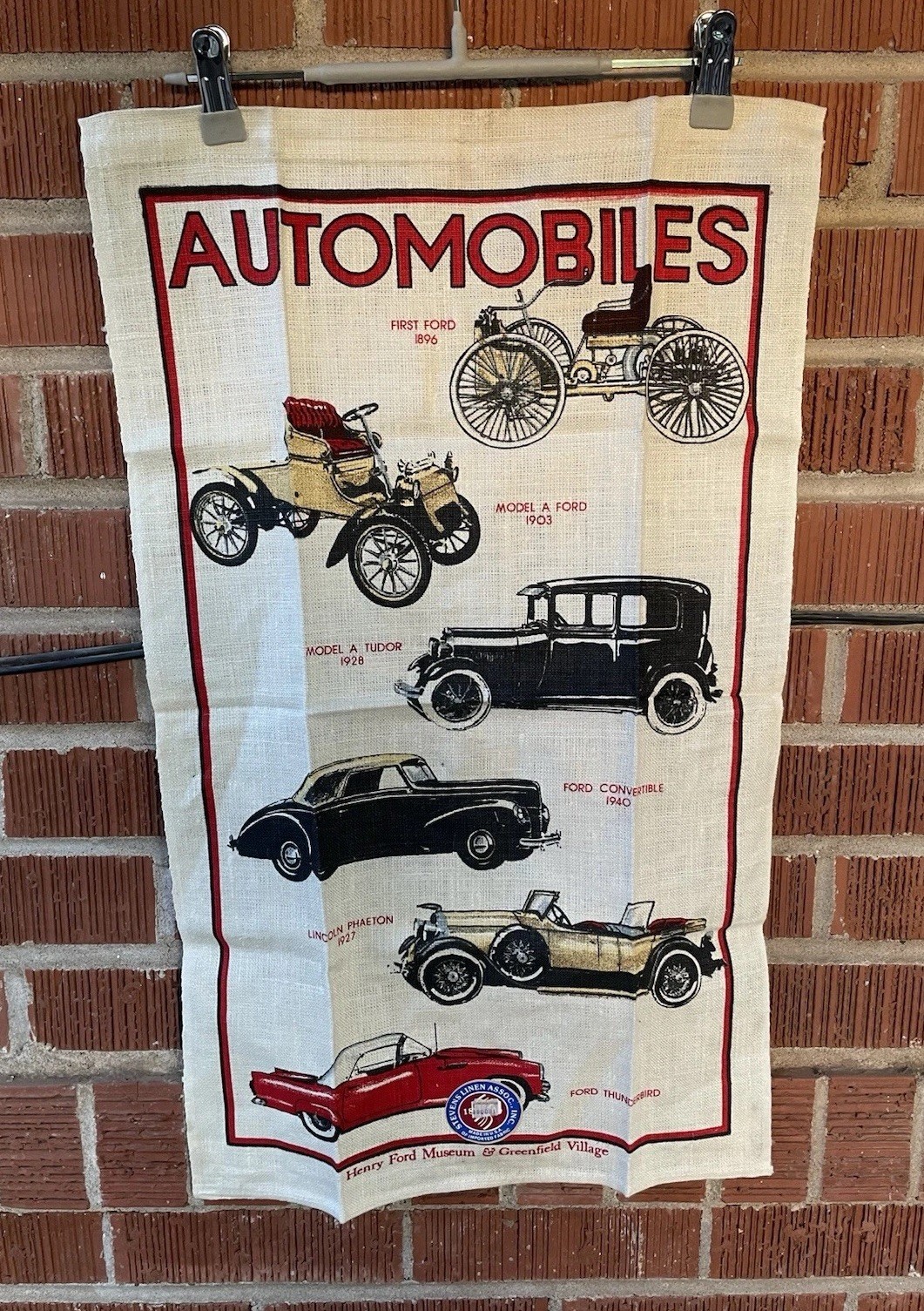 Vintage Henry Ford Museum Automobiles Wall Hanging Stevens Greenfield Village