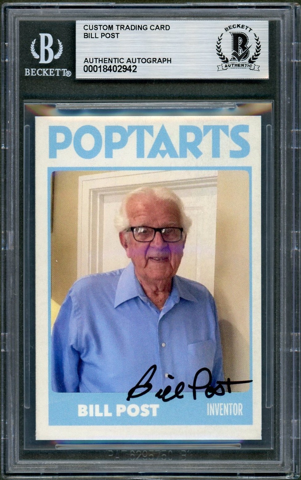 Bill Post SIGNED Custom Card Invented Pop-Tarts Kellogg\'s Dec. Auto Beckett BAS