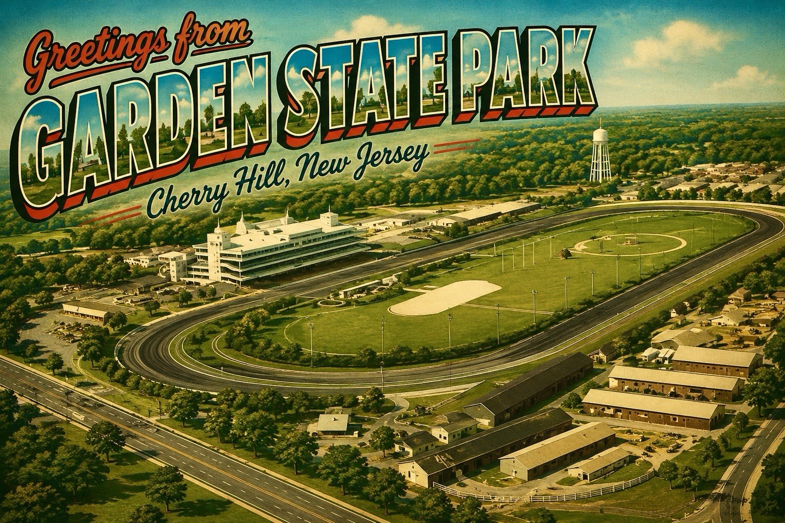 Garden State Park Horse Racetrack Cherry Hill, New Jersey MODERN Postcard C700