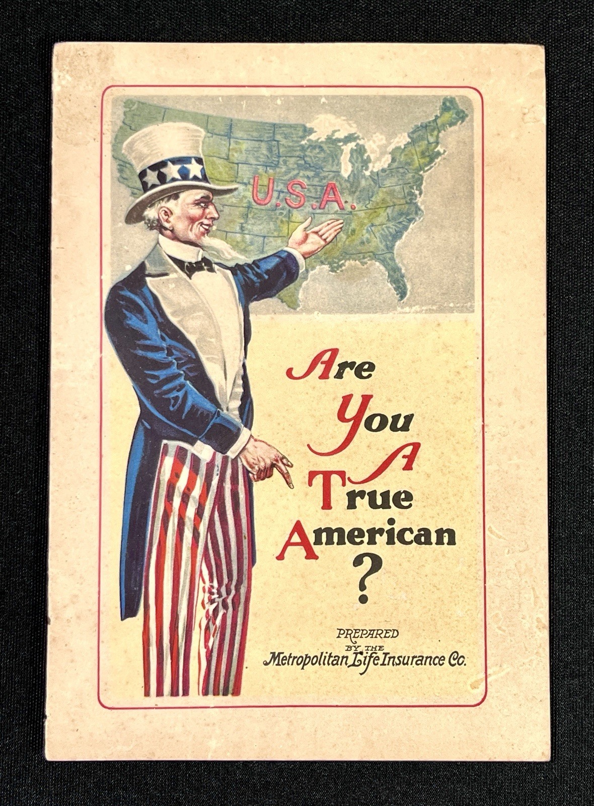 Antique 1922 Empemera ARE YOU A TRUE AMERICAN? METROPOLITAN LIFE INSURANCE
