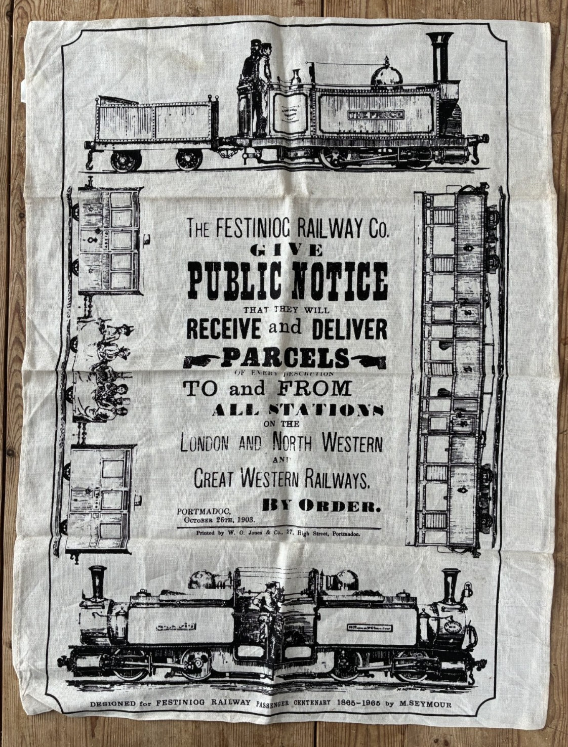 The Festiniog Railway Co Linen Tea towel Laura Ashley (1965)