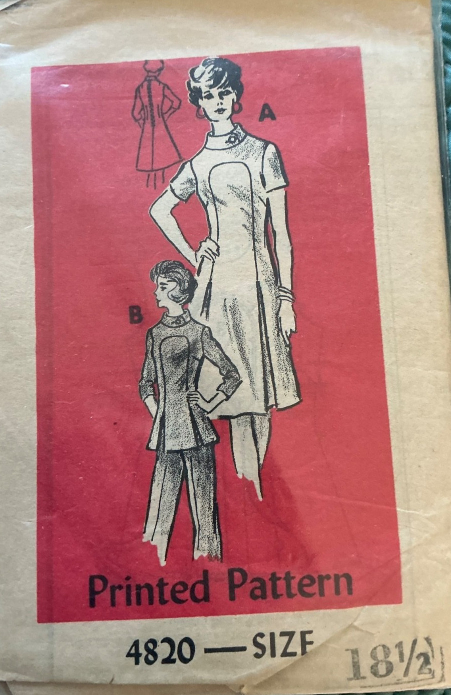 Vintage 1970\'s Anne Adams 4687 FRONT zip dress Sewing Pattern Women’s Sz 18.5
