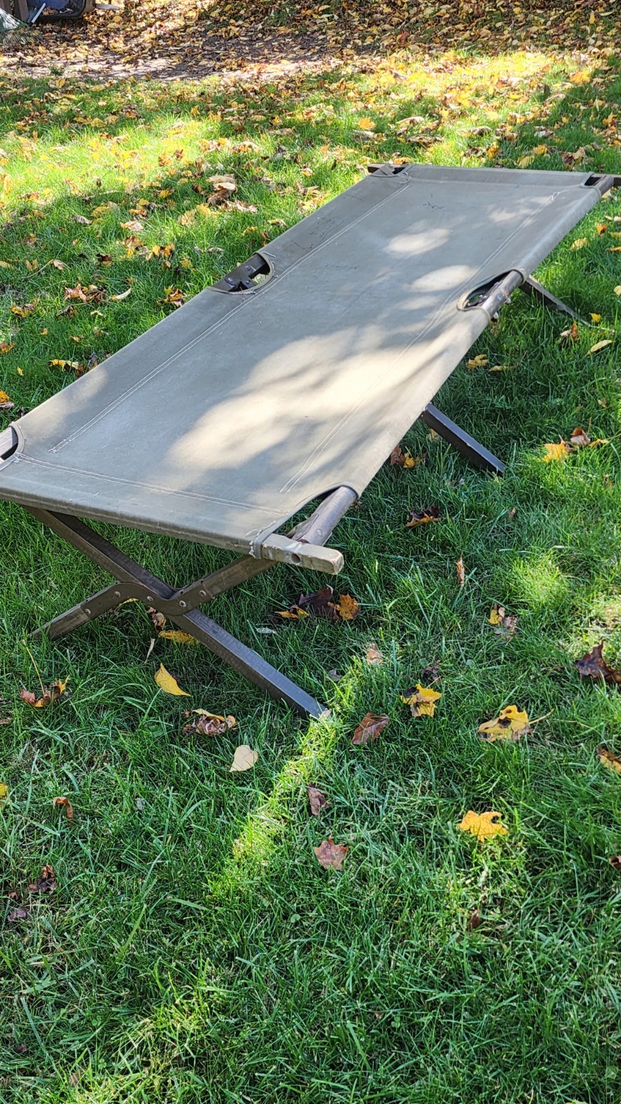 🔥 VTG US Army Cot Folding Military Bed Canvas Wood Frame, Camping 🔥 VTG US Army Cot Folding Military Bed Canvas Wood Frame, Camping