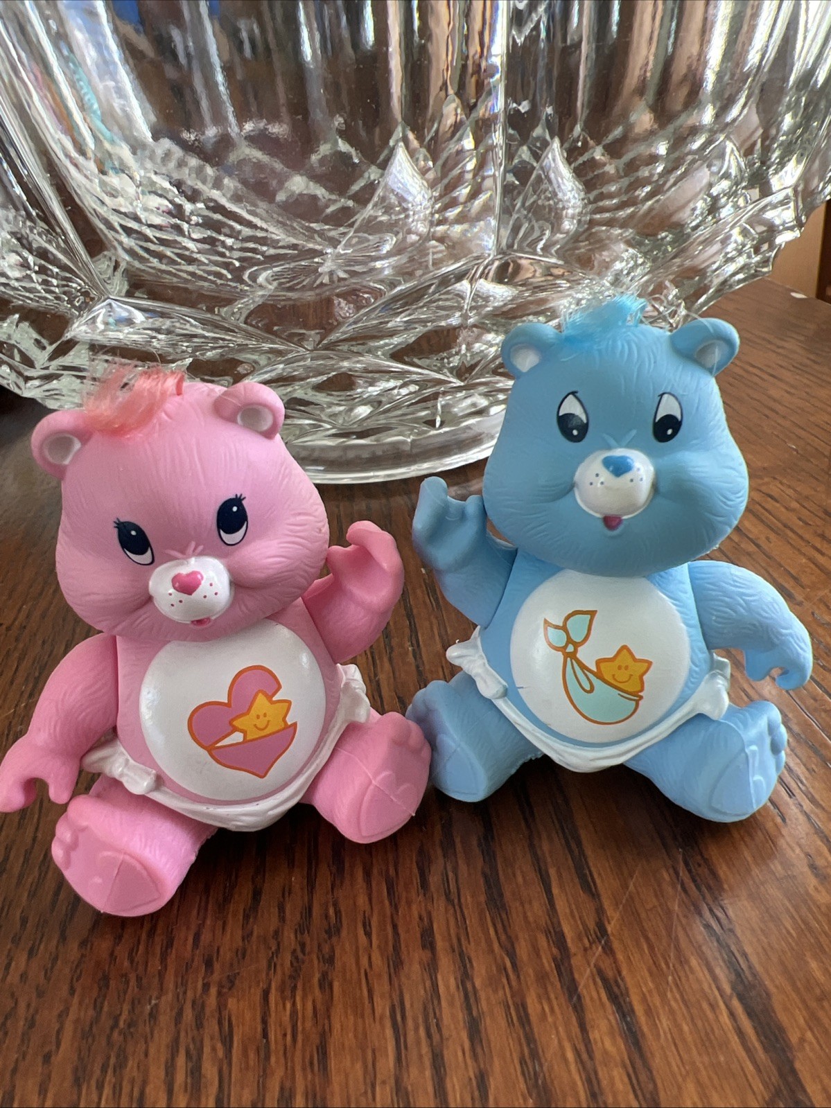 SET OF TWO VINTAGE 1980s ORIGINAL PVC BABY HUGS & TUGS CARE BEARS