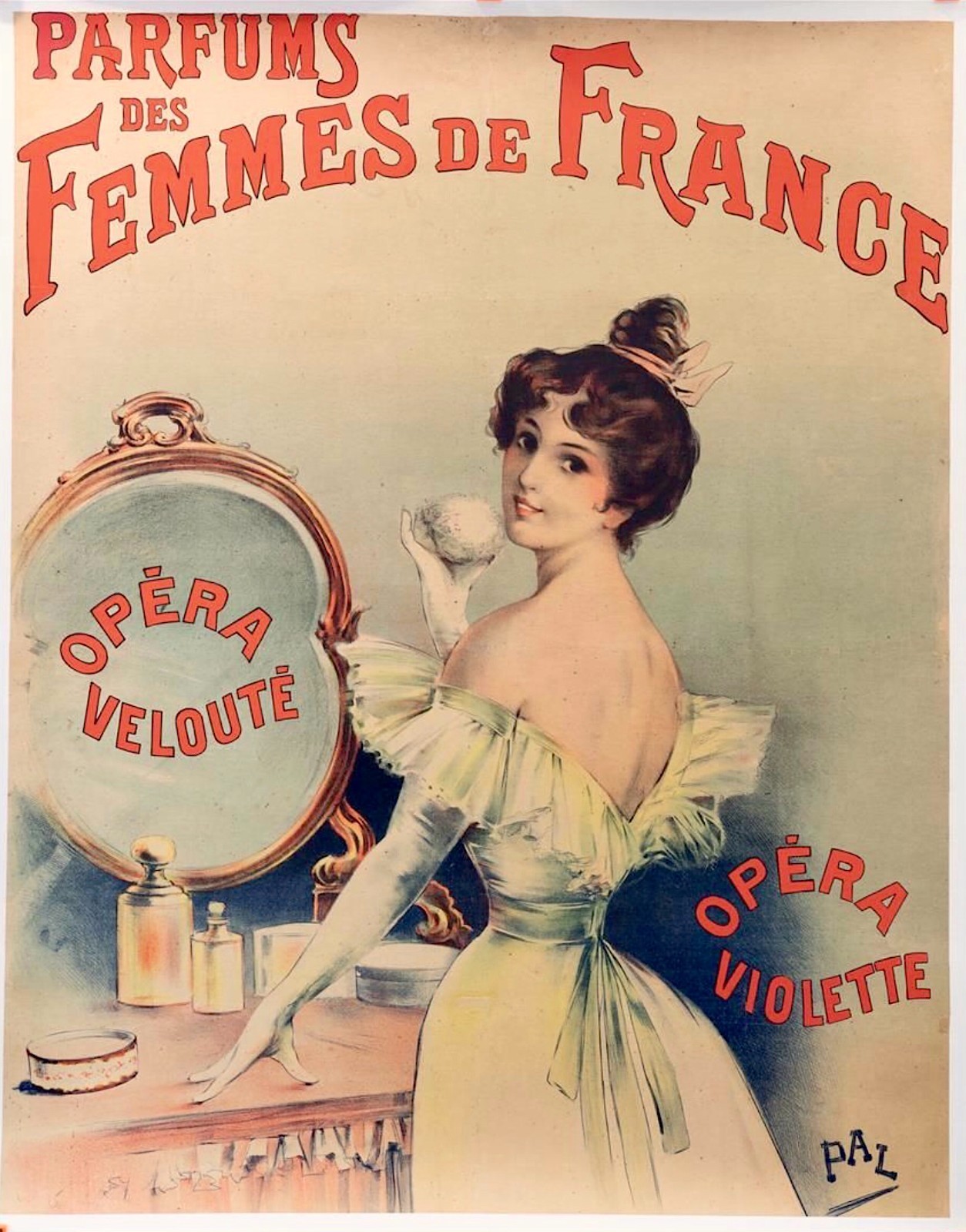 ORIGINAL 1896 French Perfume Poster JEAN DE PALEOLOGUE PAL Vanity Boudoir Salon