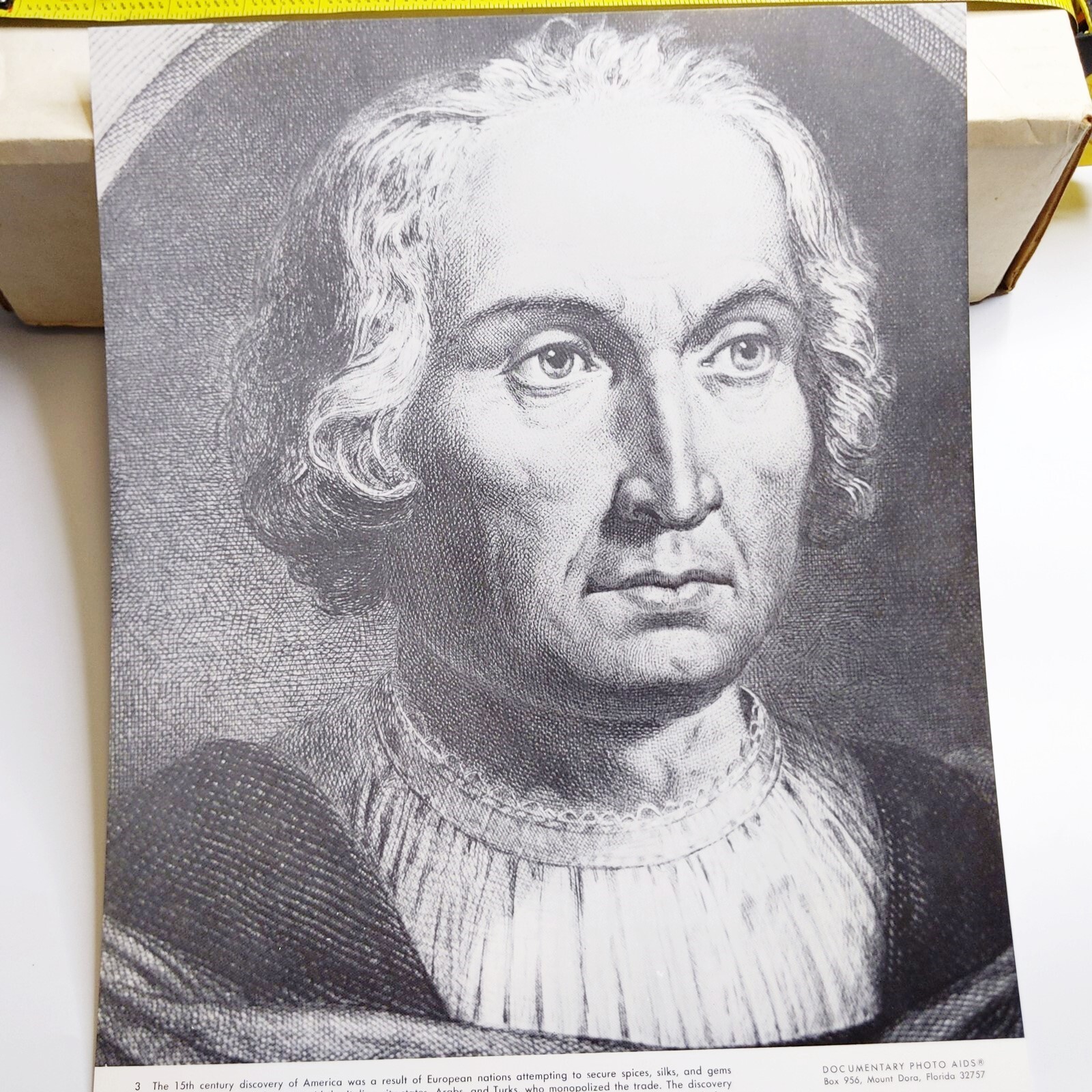 1891 Christopher Columbus Portrait Engraved Henri Lefort 11x14\