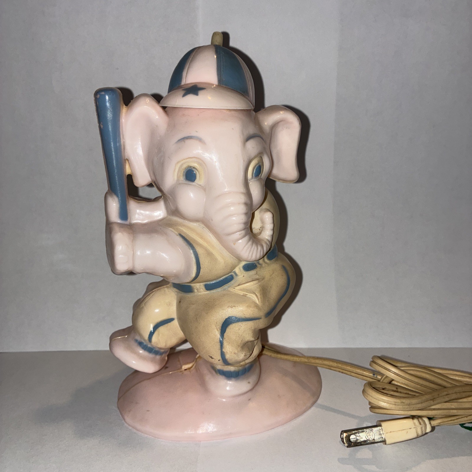 Vintage BASEBALL PHILADELPHIA ATHLETICS ELEPHANT Lighted Coin Bank Read 7\