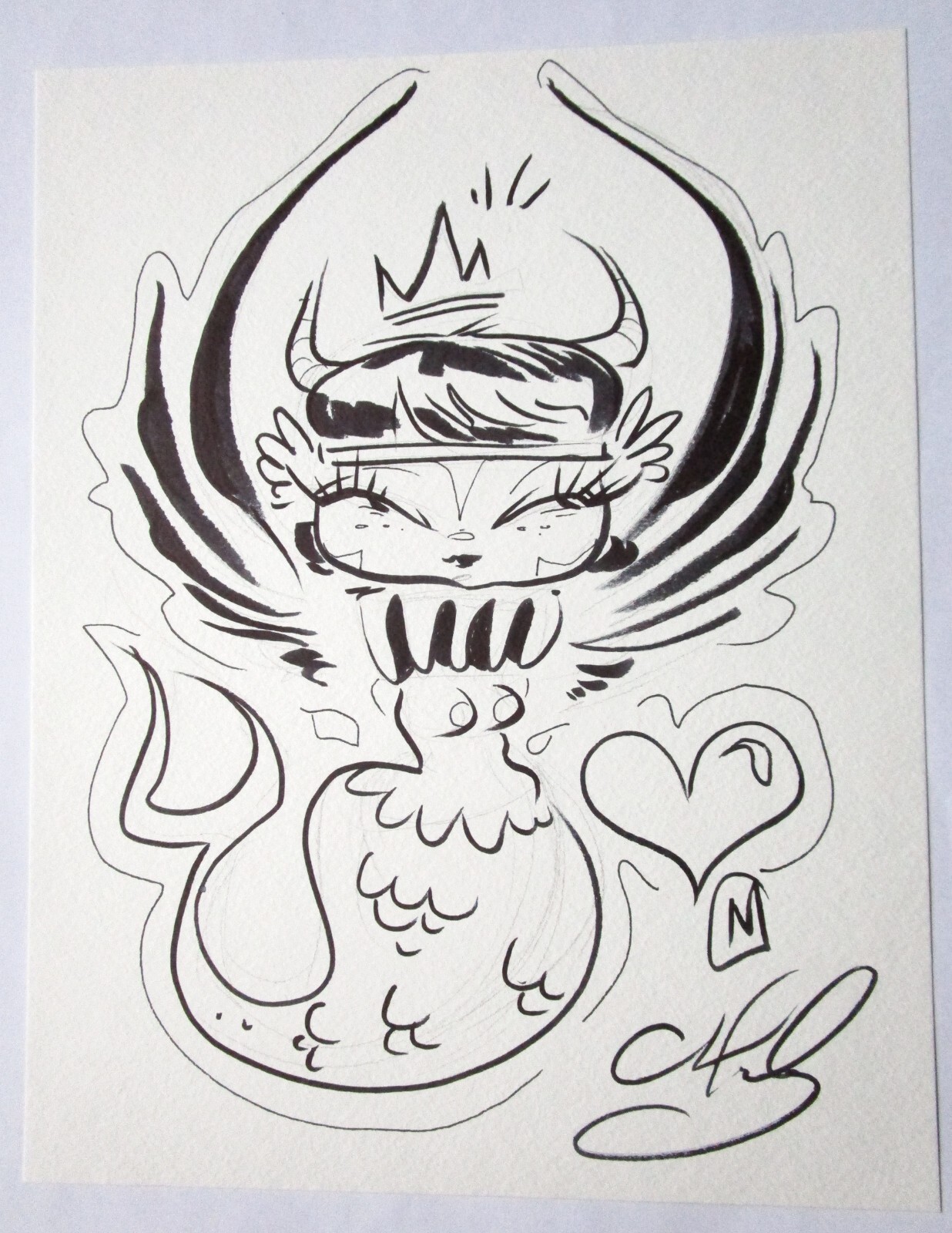MISS MINDY  ORIGINAL MERMAID  HEART COMIC PRINCESS WALT DISNEY URBAN ART DRAWING