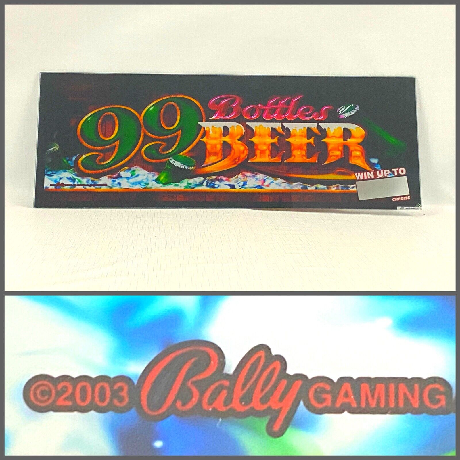 2003 Bally Casino 99 Bottles of BEER Slot Cut Glass Man Cave Bar Decor Sign 