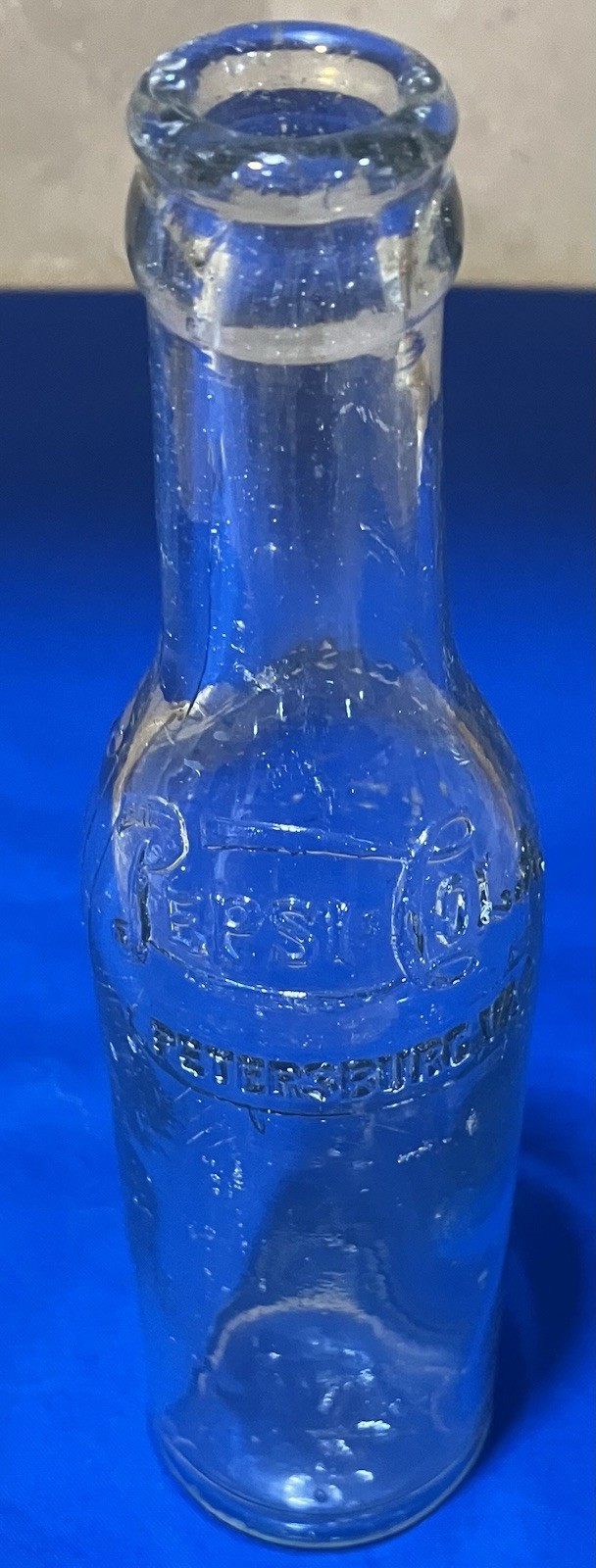 RARE Pepsi Cola Soda Pop Bottle Double Script PETERSBURG VA ATTIC FIND