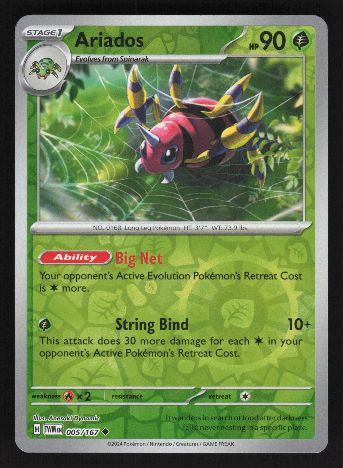 English NM Ariados 005/167 TWM Reverse Holofoil Pokemon Twilight Masquerade