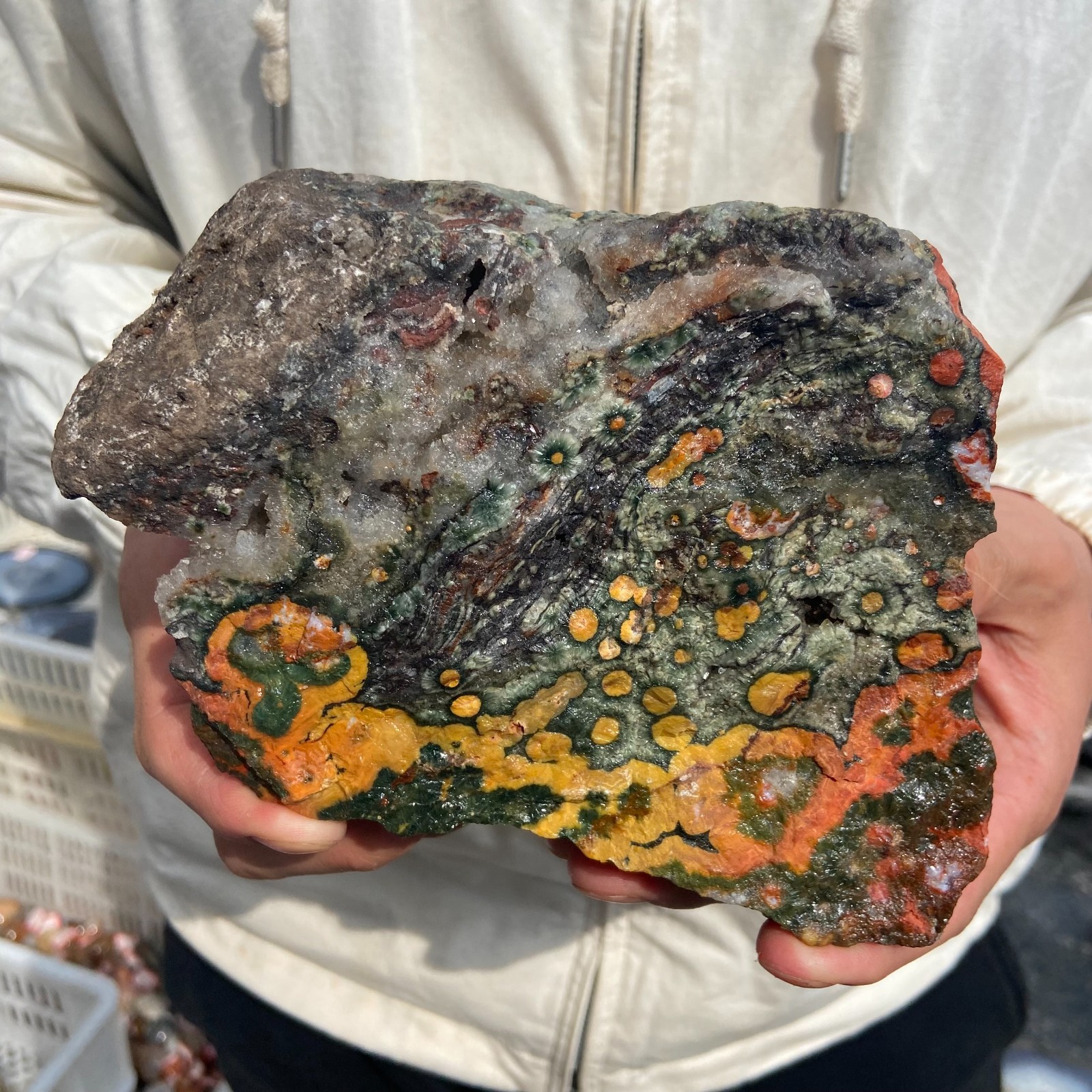 1990G Rare Natural Raw Ocean Jasper Rough Quartz Crystal Mineral SpecimeM